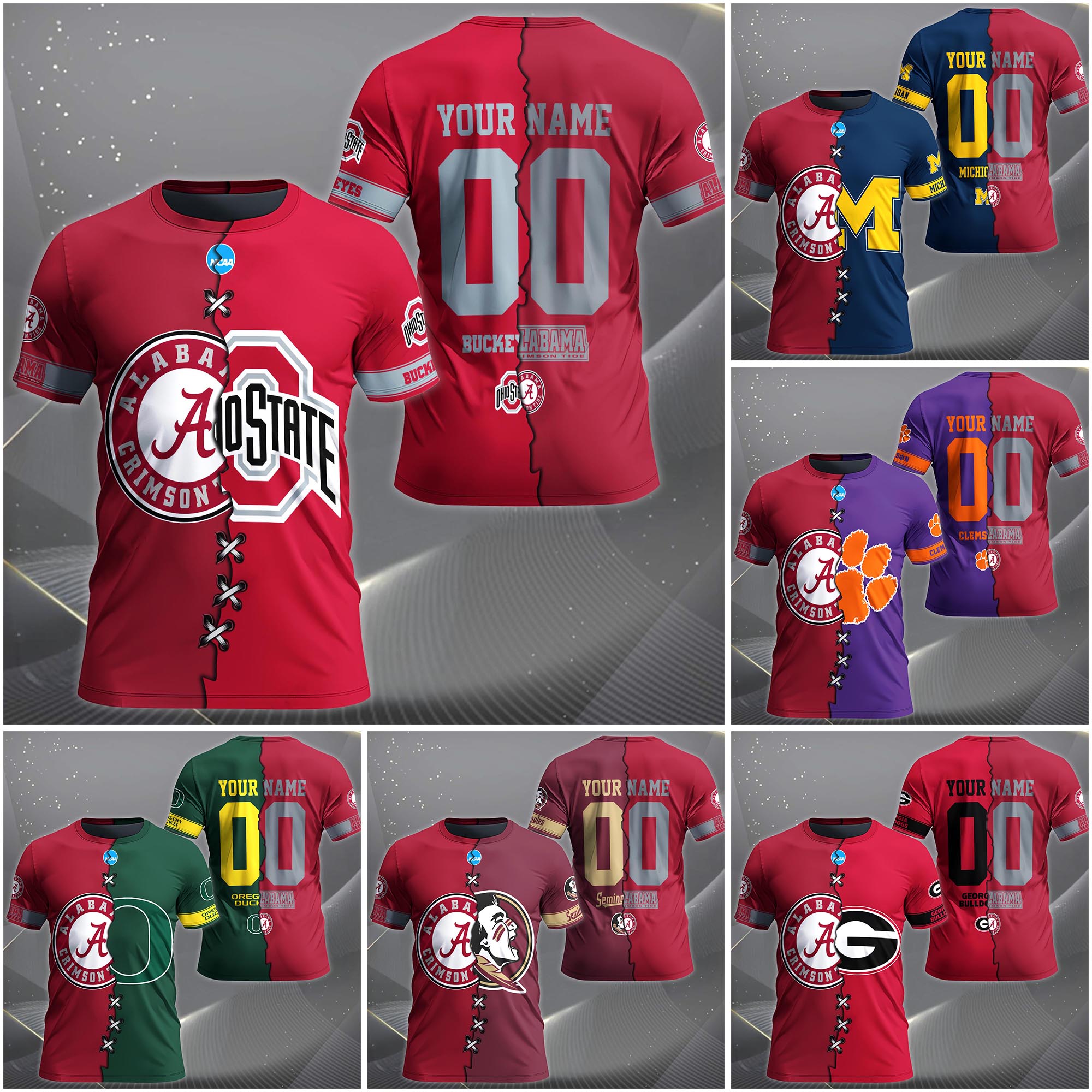 Alabama Crimson Tide House Divided T-shirt Custom Name 2025 Version, Year And Team, Sport Shirts For Fan EHIVM-05032132A