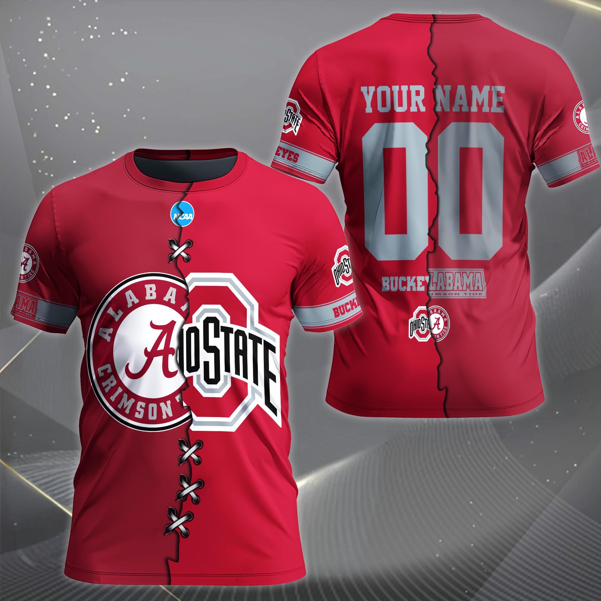 Alternative view of Alabama Crimson Tide House Divided T-shirt Custom Name 2025 Version, Year And Team, Sport Shirts For Fan EHIVM-05032132A