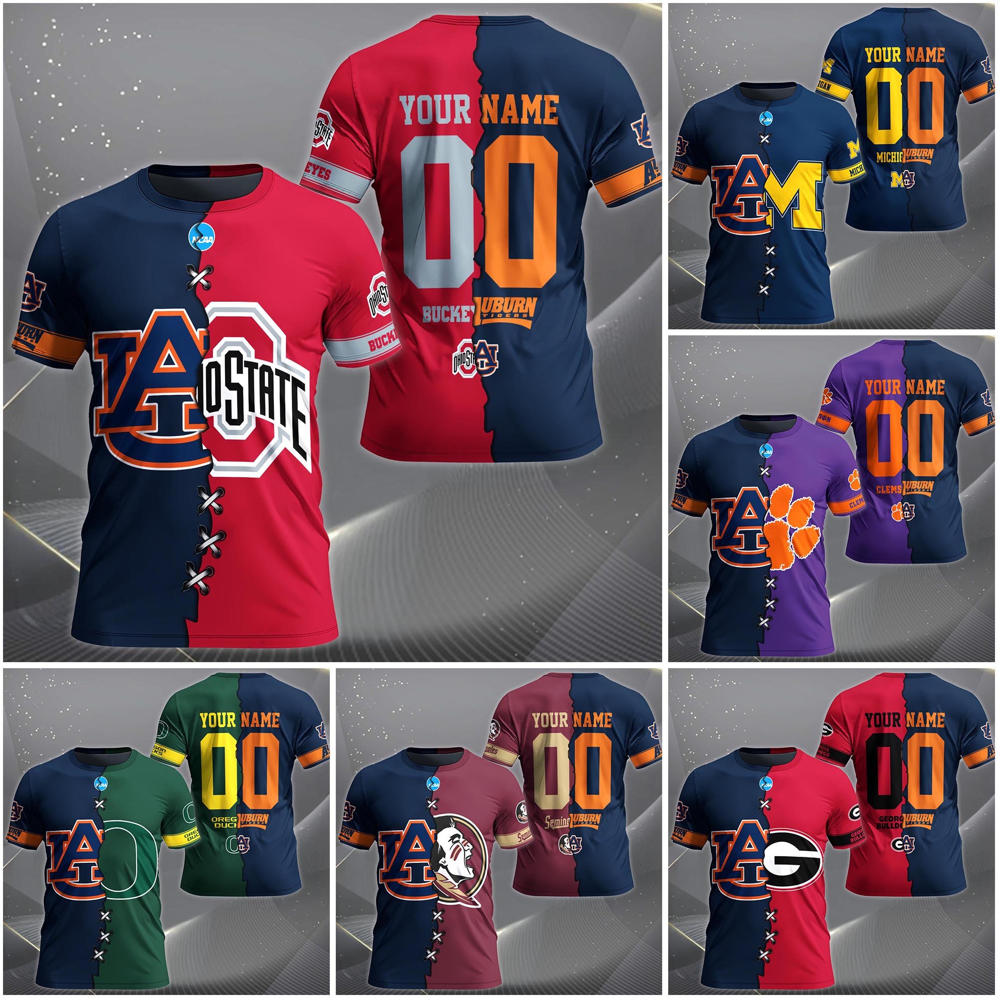 Auburn Tigers House Divided T-shirt Custom Name 2025 Version, Year And Team, Sport Shirts For Fan EHIVM-05032132A