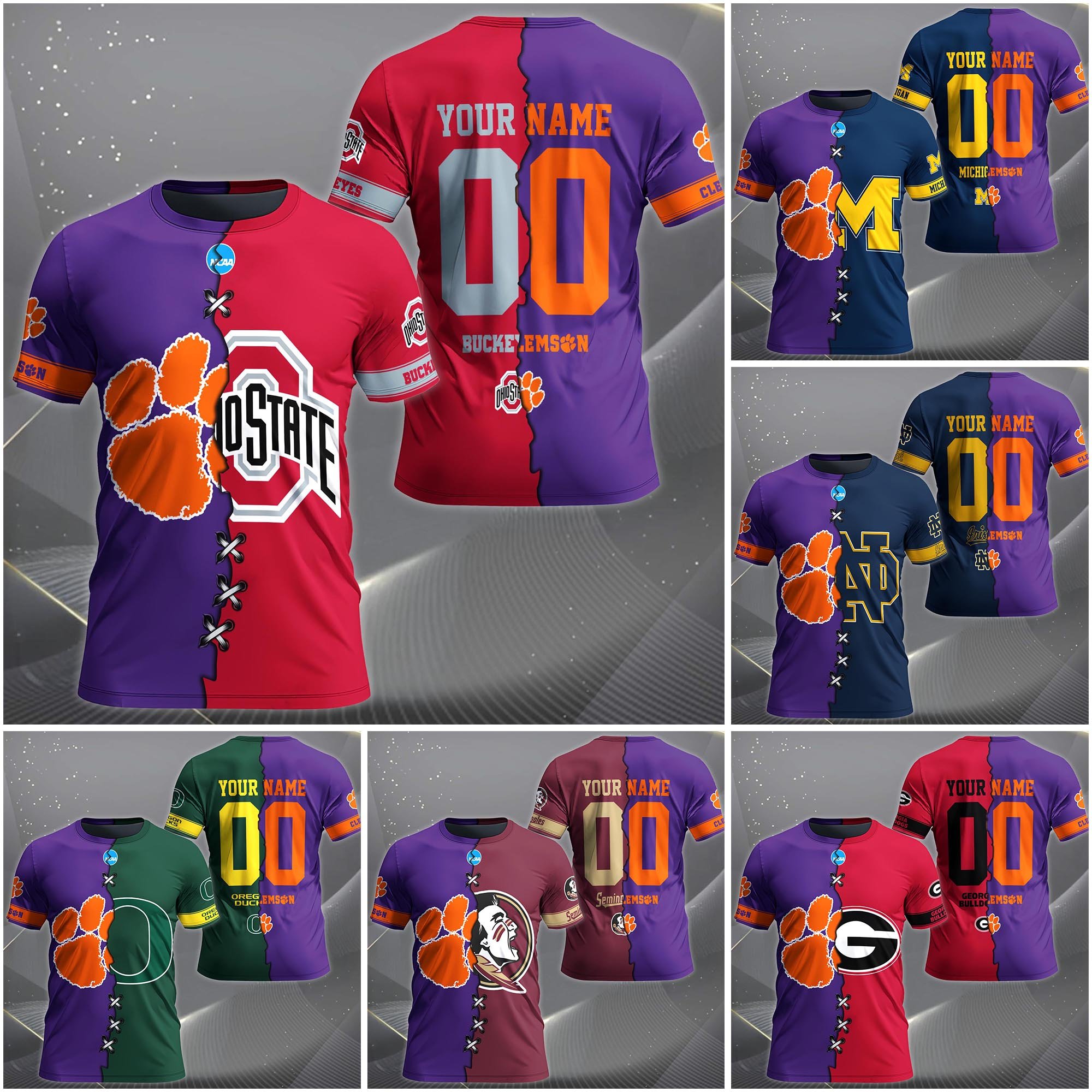 Clemson Tigers House Divided T-shirt Custom Name 2025 Version, Year And Team, Sport Shirts For Fan EHIVM-05032132A