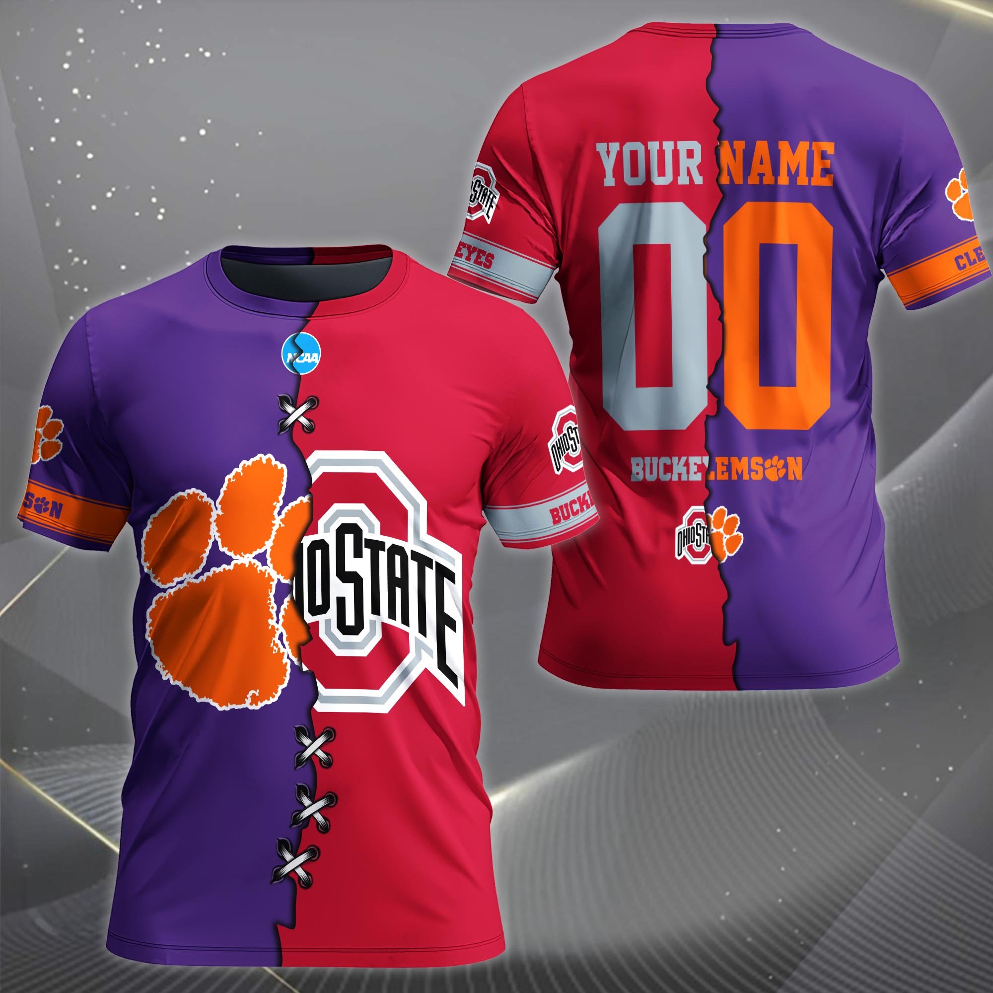 Alternative view of Clemson Tigers House Divided T-shirt Custom Name 2025 Version, Year And Team, Sport Shirts For Fan EHIVM-05032132A