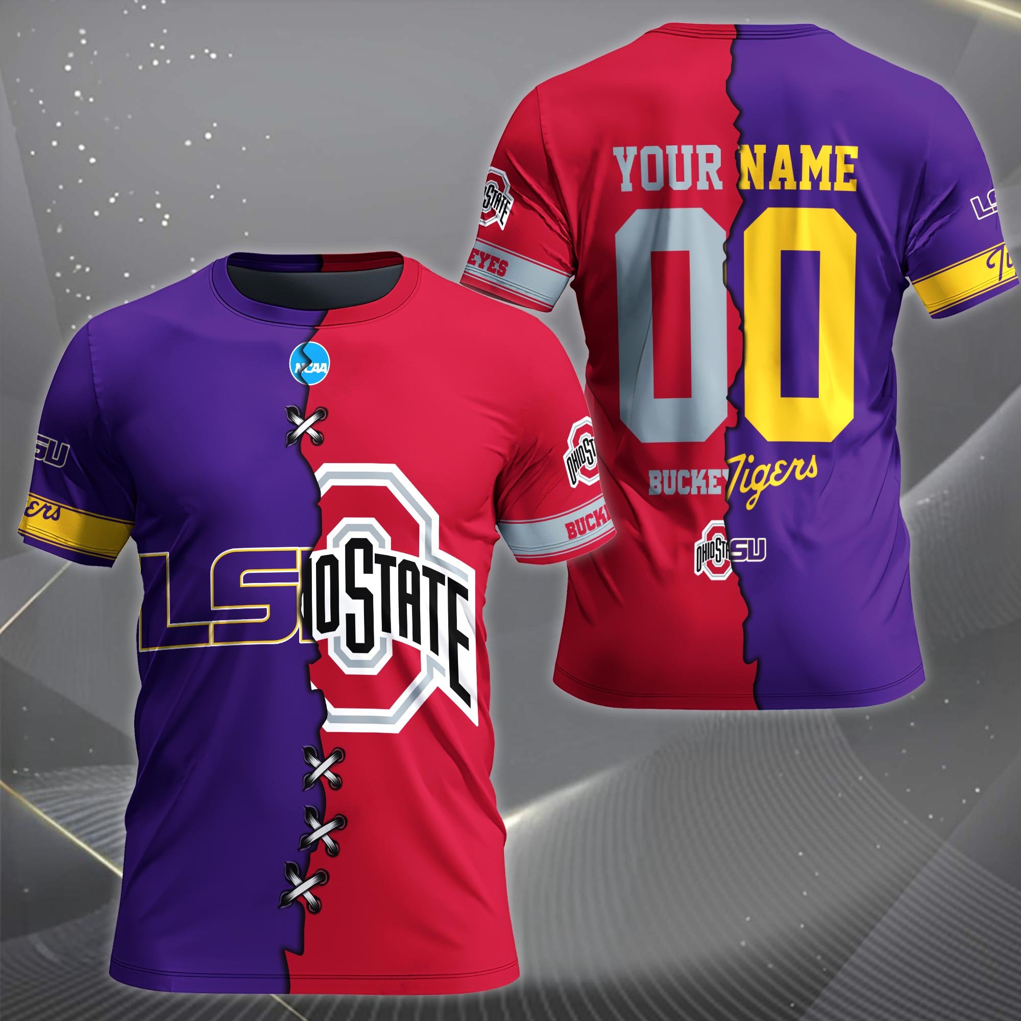 Alternative view of LSU TIGERS House Divided T-shirt Custom Name 2025 Version, Year And Team, Sport Shirts For Fan EHIVM-05032132A