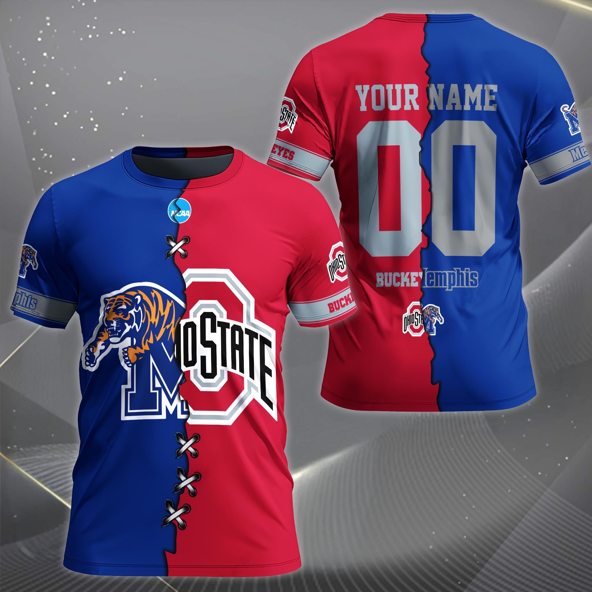 Alternative view of Memphis Tigers House Divided T-shirt Custom Name 2025 Version, Year And Team, Sport Shirts For Fan EHIVM-05032132A