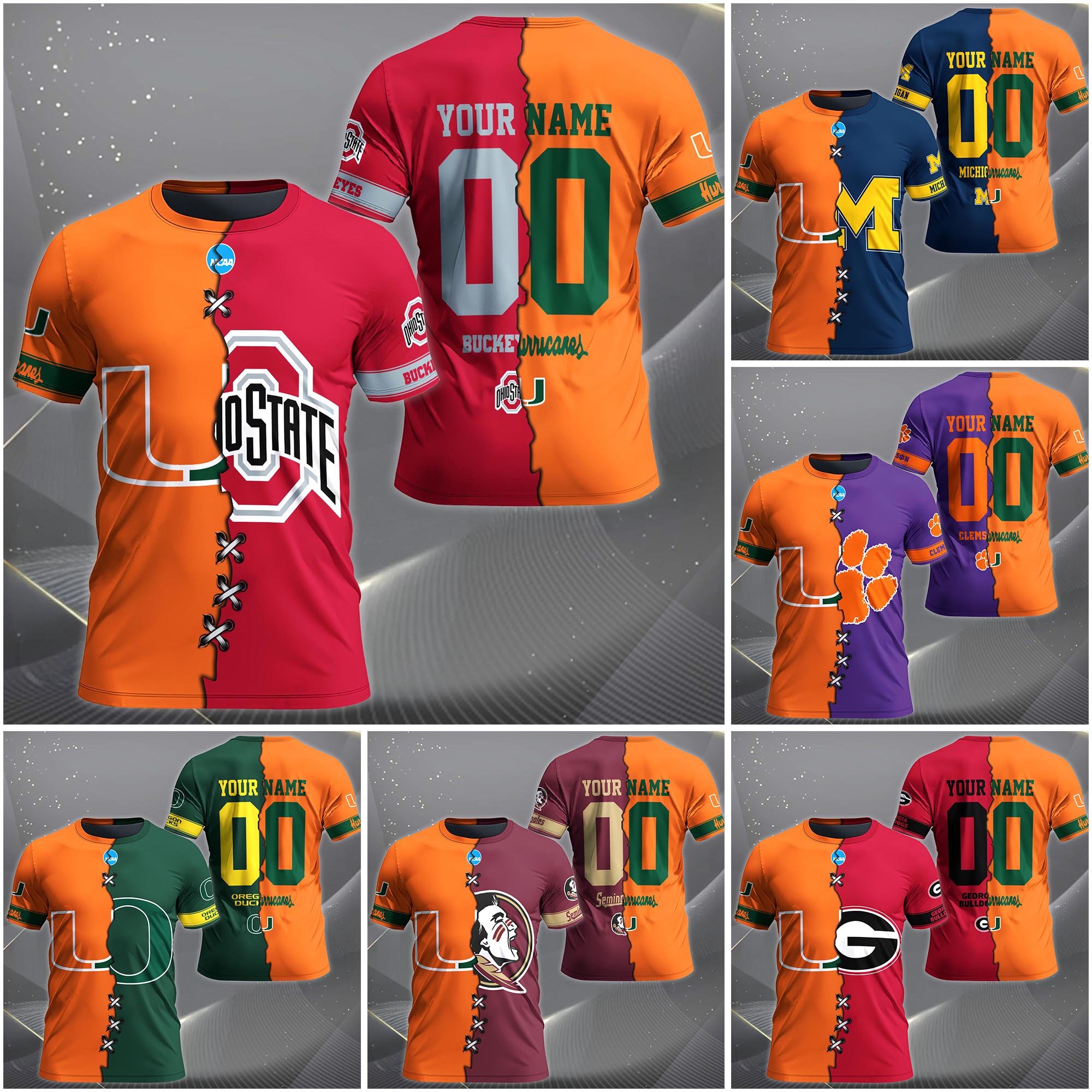 Miami Hurricanes House Divided T-shirt Custom Name 2025 Version, Year And Team, Sport Shirts For Fan EHIVM-05032132A