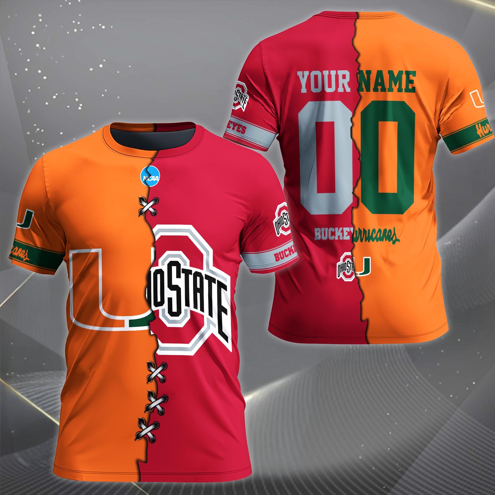 Alternative view of Miami Hurricanes House Divided T-shirt Custom Name 2025 Version, Year And Team, Sport Shirts For Fan EHIVM-05032132A