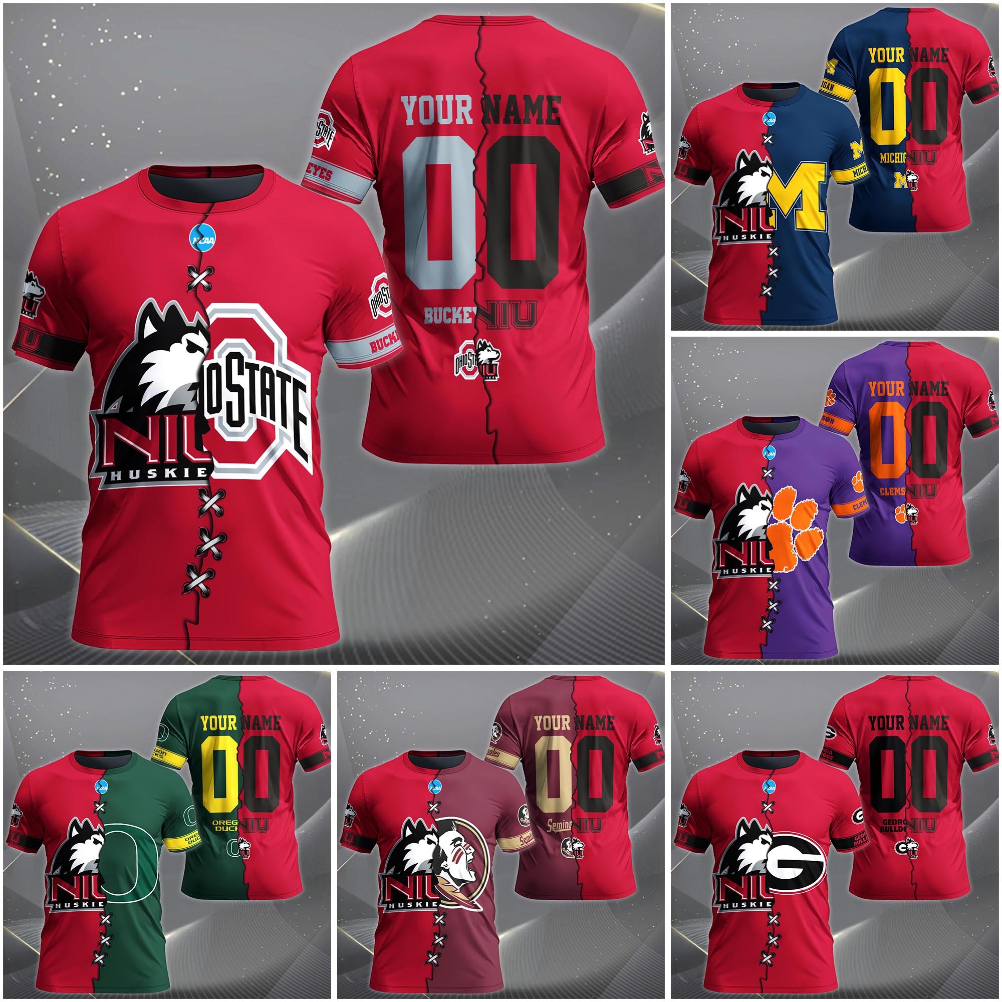 Northern Illinois Huskies House Divided T-shirt Custom Name 2025 Version, Year And Team, Sport Shirts For Fan EHIVM-05032132A