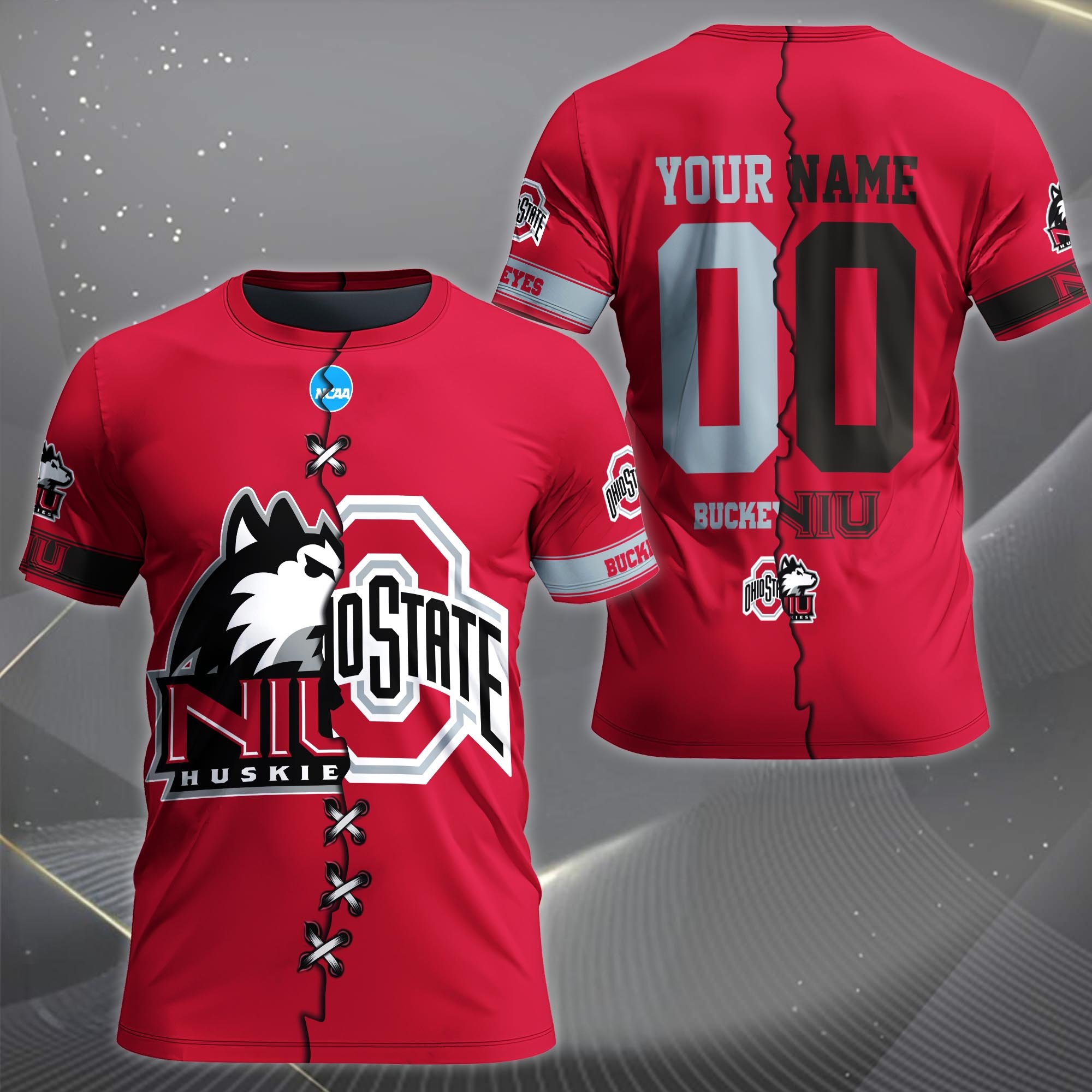 Alternative view of Northern Illinois Huskies House Divided T-shirt Custom Name 2025 Version, Year And Team, Sport Shirts For Fan EHIVM-05032132A