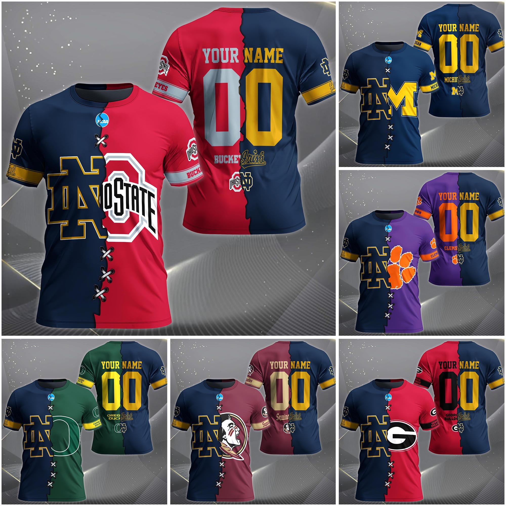 Notre Dame Fighting Irish House Divided T-shirt Custom Name 2025 Version, Year And Team, Sport Shirts For Fan EHIVM-05032132A