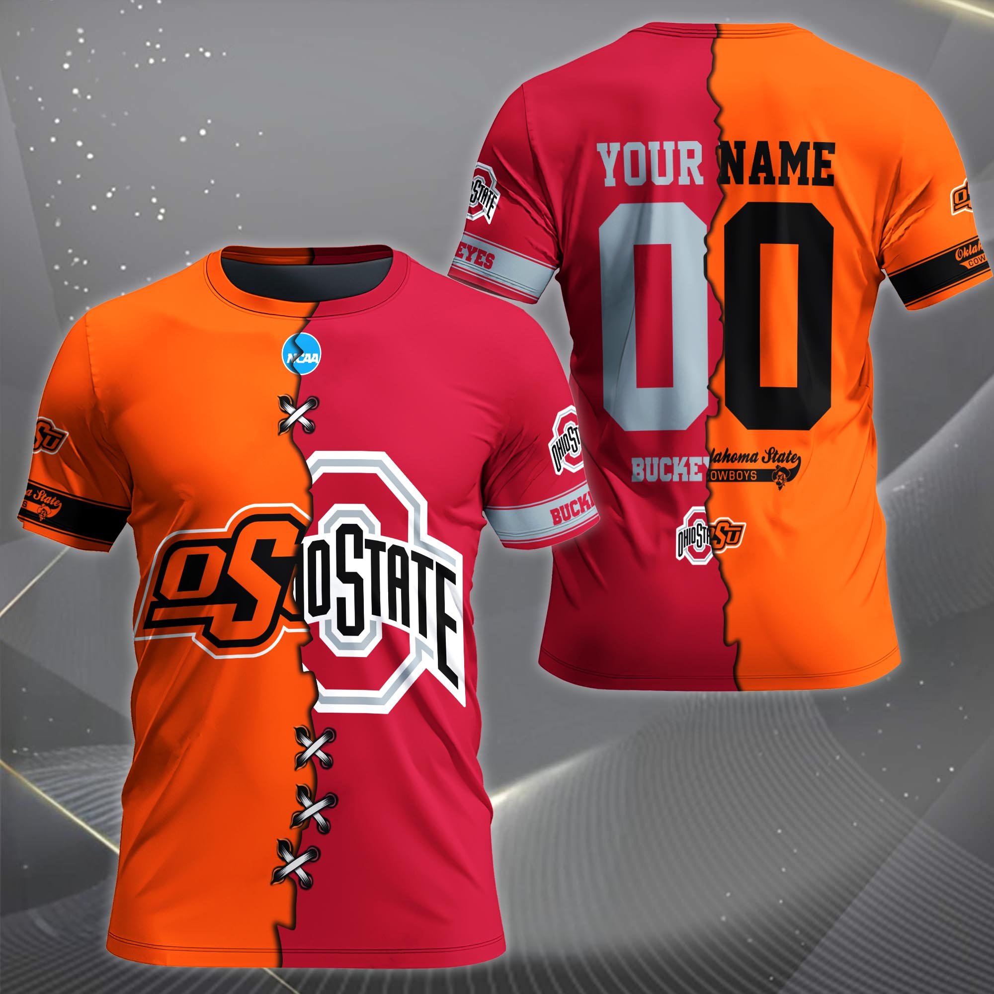 Alternative view of Oklahoma State Cowboys House Divided T-shirt Custom Name 2025 Version, Year And Team, Sport Shirts For Fan EHIVM-05032132A