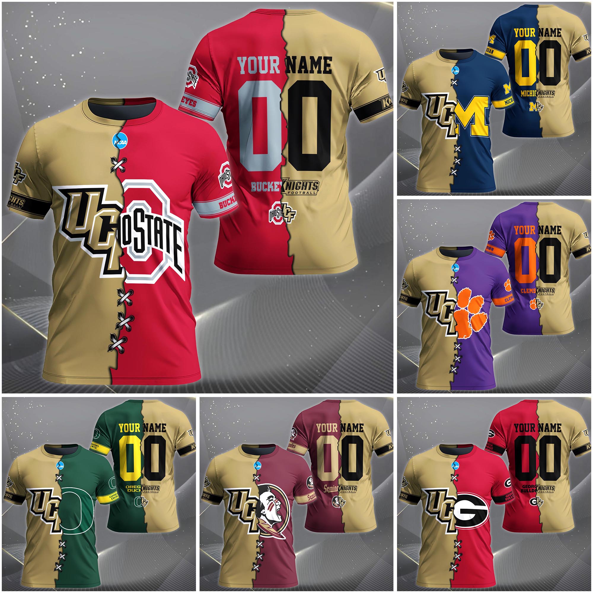 UCF Knights House Divided T-shirt Custom Name 2025 Version, Year And Team, Sport Shirts For Fan EHIVM-05032132A