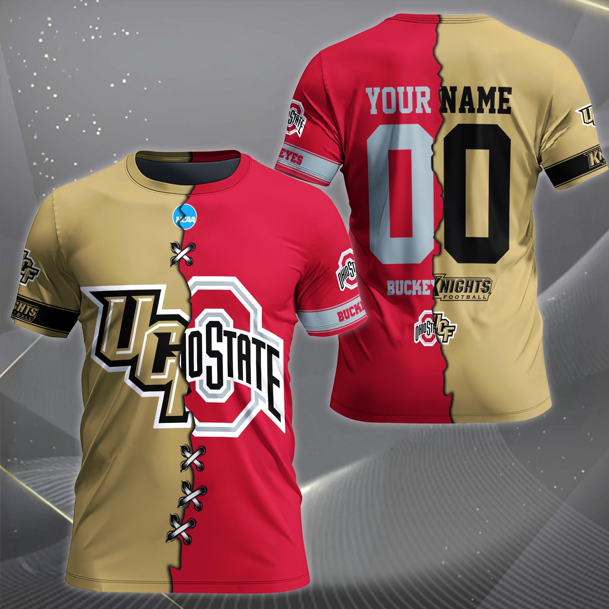 Alternative view of UCF Knights House Divided T-shirt Custom Name 2025 Version, Year And Team, Sport Shirts For Fan EHIVM-05032132A