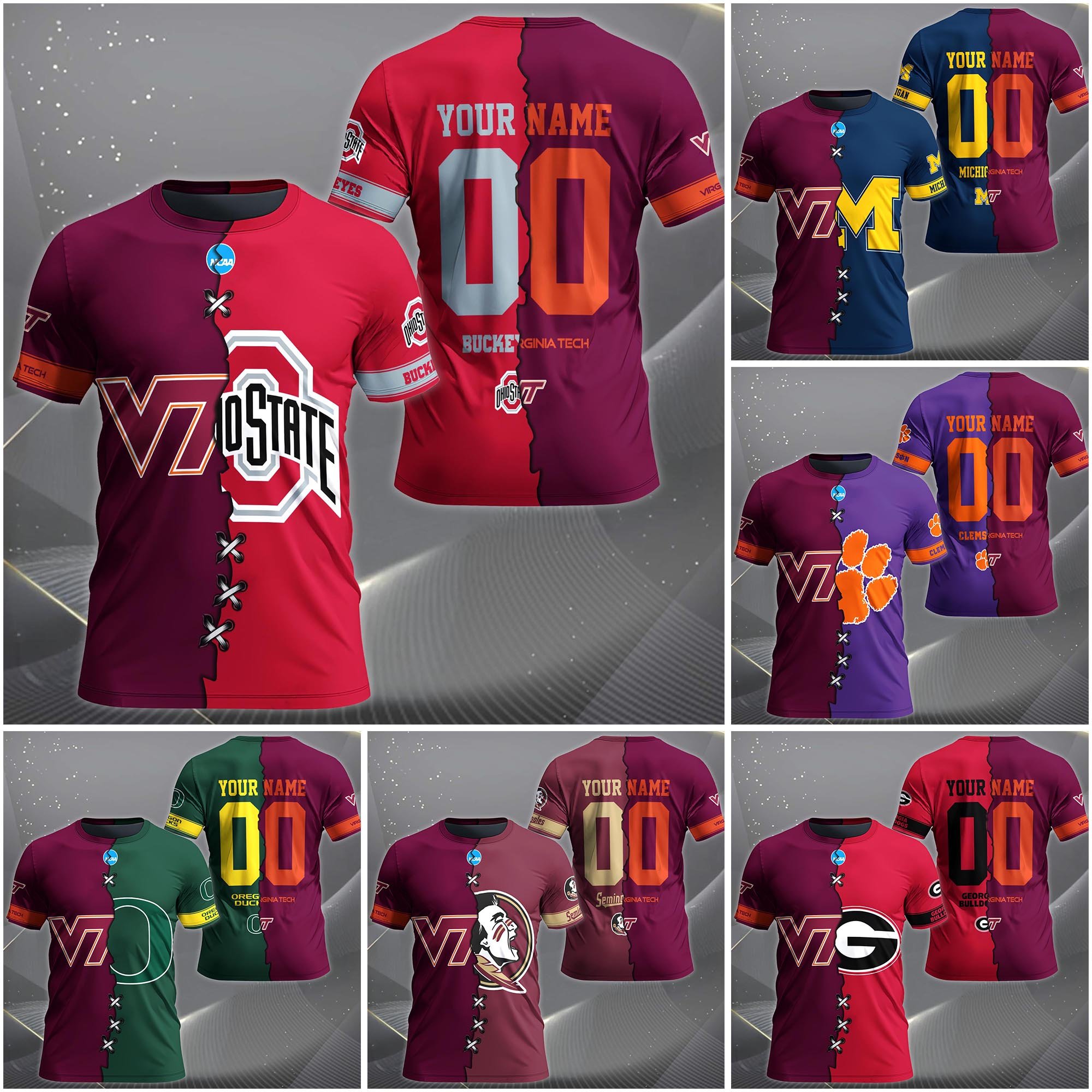 Virginia Tech Hokies House Divided T-shirt Custom Name 2025 Version, Year And Team, Sport Shirts For Fan EHIVM-05032132A