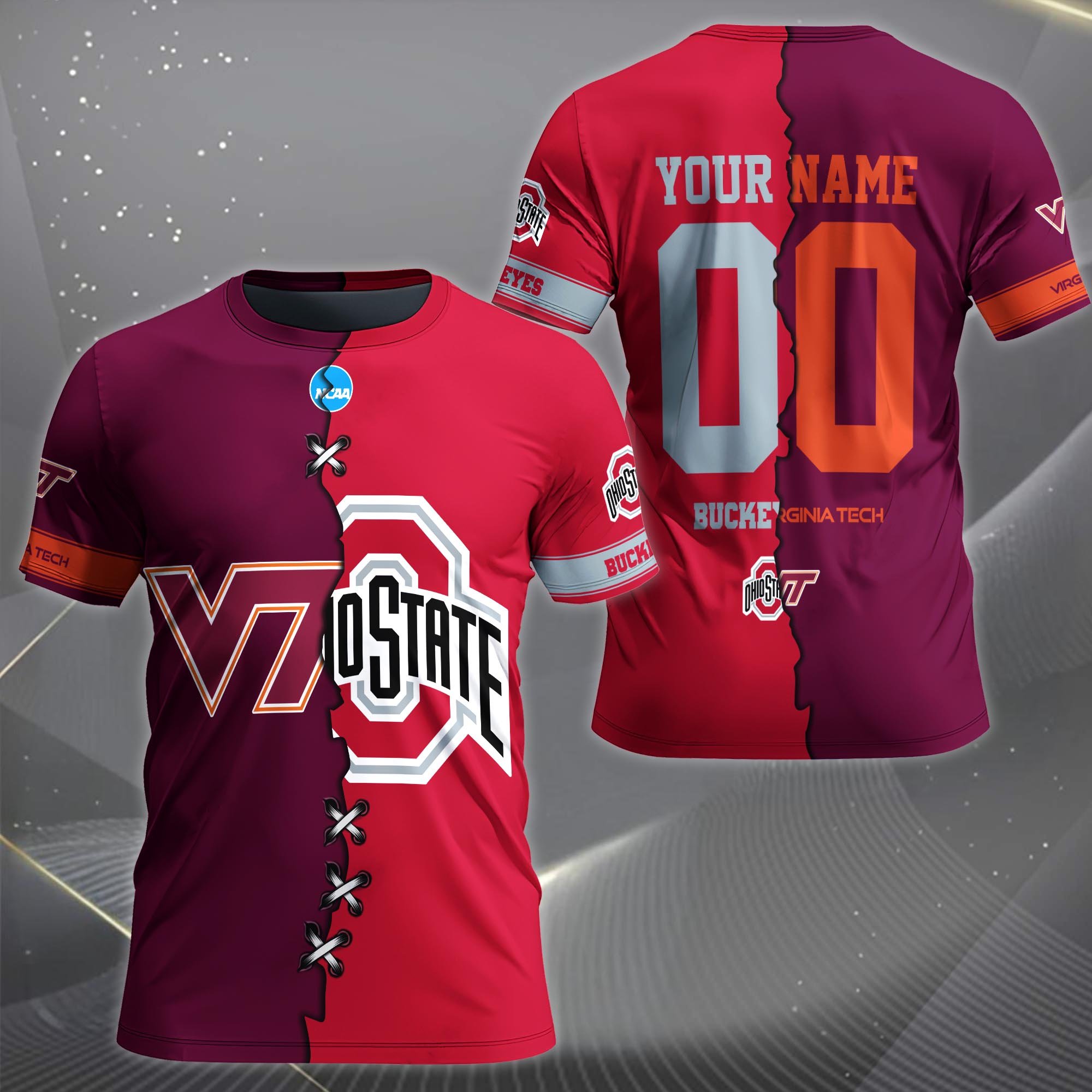 Alternative view of Virginia Tech Hokies House Divided T-shirt Custom Name 2025 Version, Year And Team, Sport Shirts For Fan EHIVM-05032132A