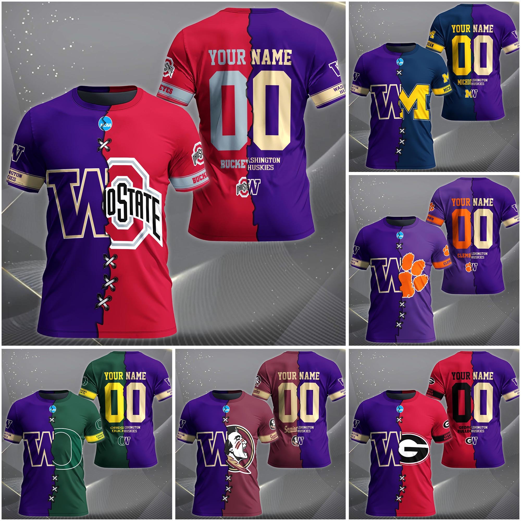Washington Huskies House Divided T-shirt Custom Name 2025 Version, Year And Team, Sport Shirts For Fan EHIVM-05032132A