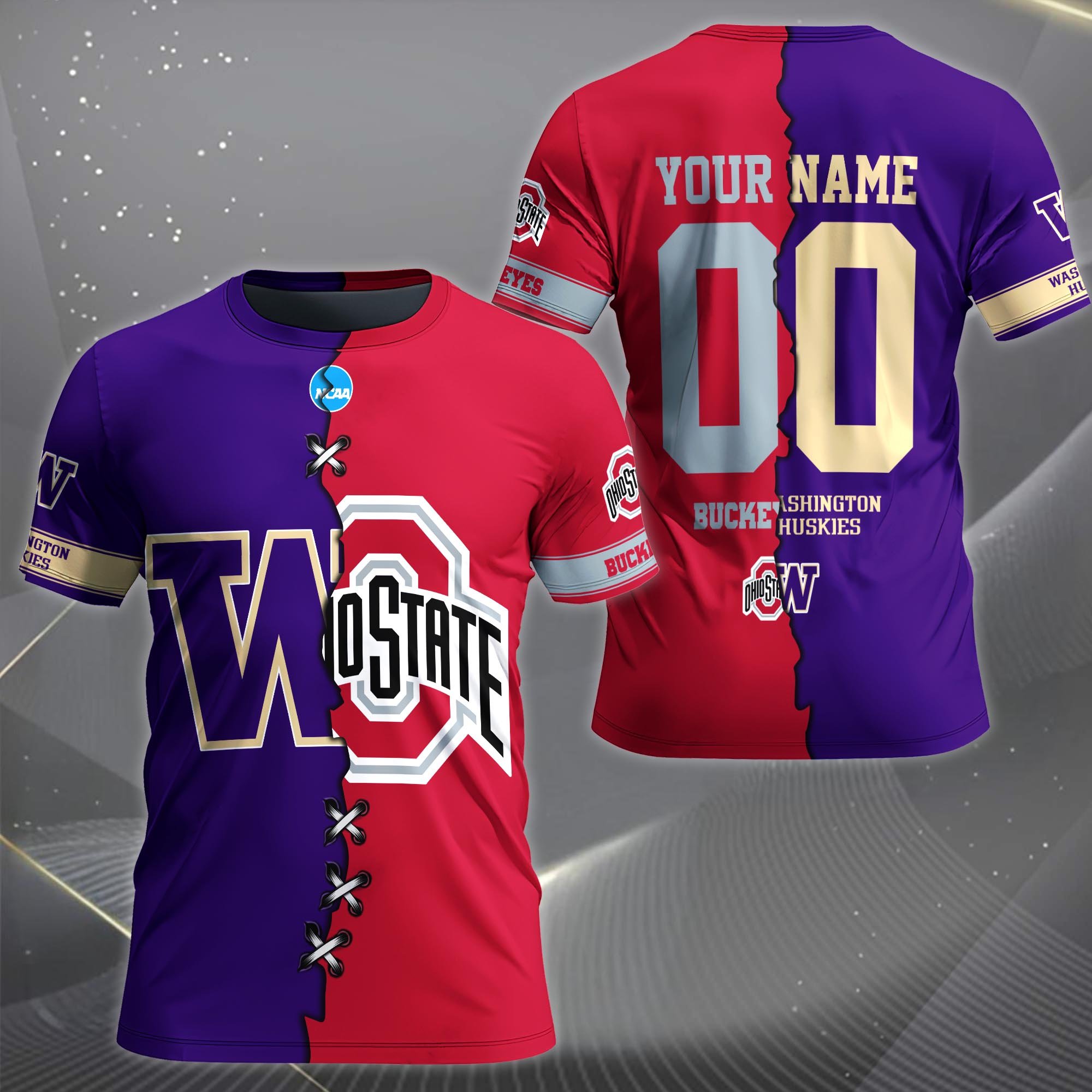 Alternative view of Washington Huskies House Divided T-shirt Custom Name 2025 Version, Year And Team, Sport Shirts For Fan EHIVM-05032132A