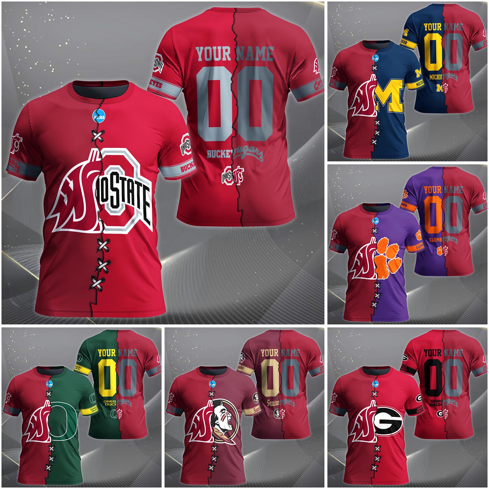 Washington State Cougars House Divided T-shirt Custom Name 2025 Version, Year And Team, Sport Shirts For Fan EHIVM-05032132A