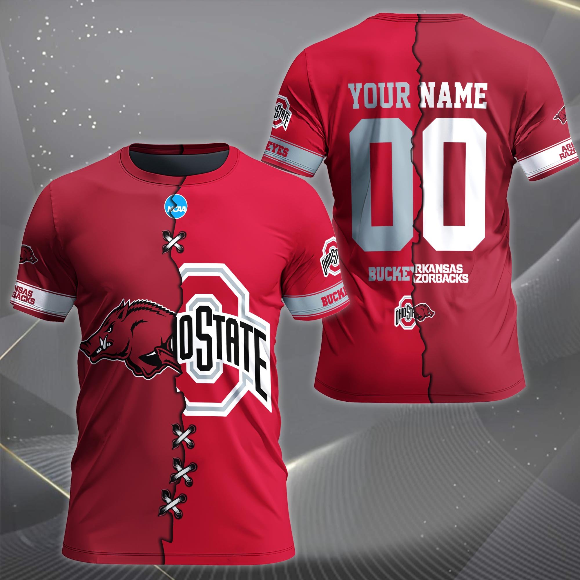 Alternative view of Arkansas Razorbacks House Divided T-shirt Custom Name 2025 Version, Year And Team, Sport Shirts For Fan EHIVM-05032132A