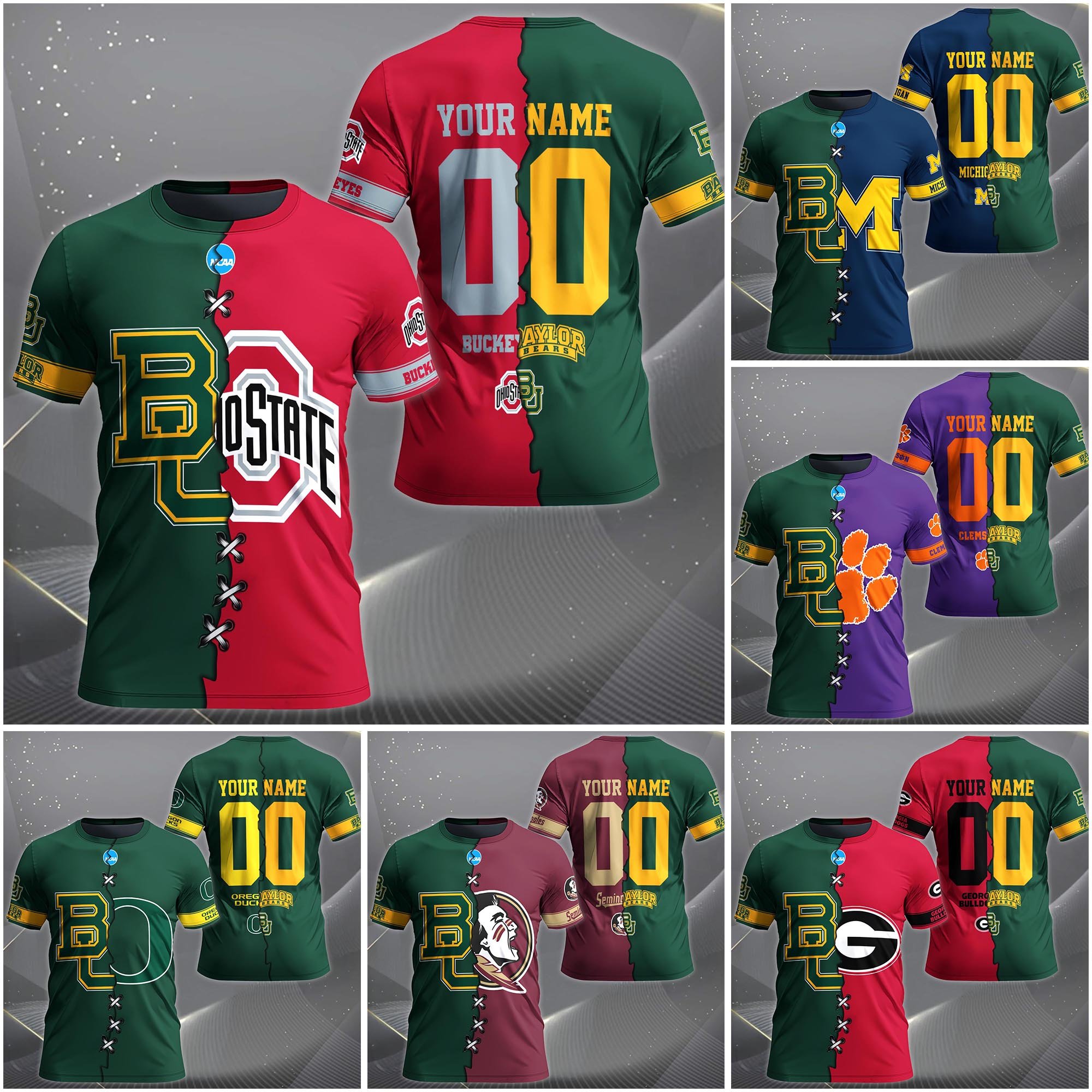 Baylor Bears House Divided T-shirt Custom Name 2025 Version, Year And Team, Sport Shirts For Fan EHIVM-05032132A