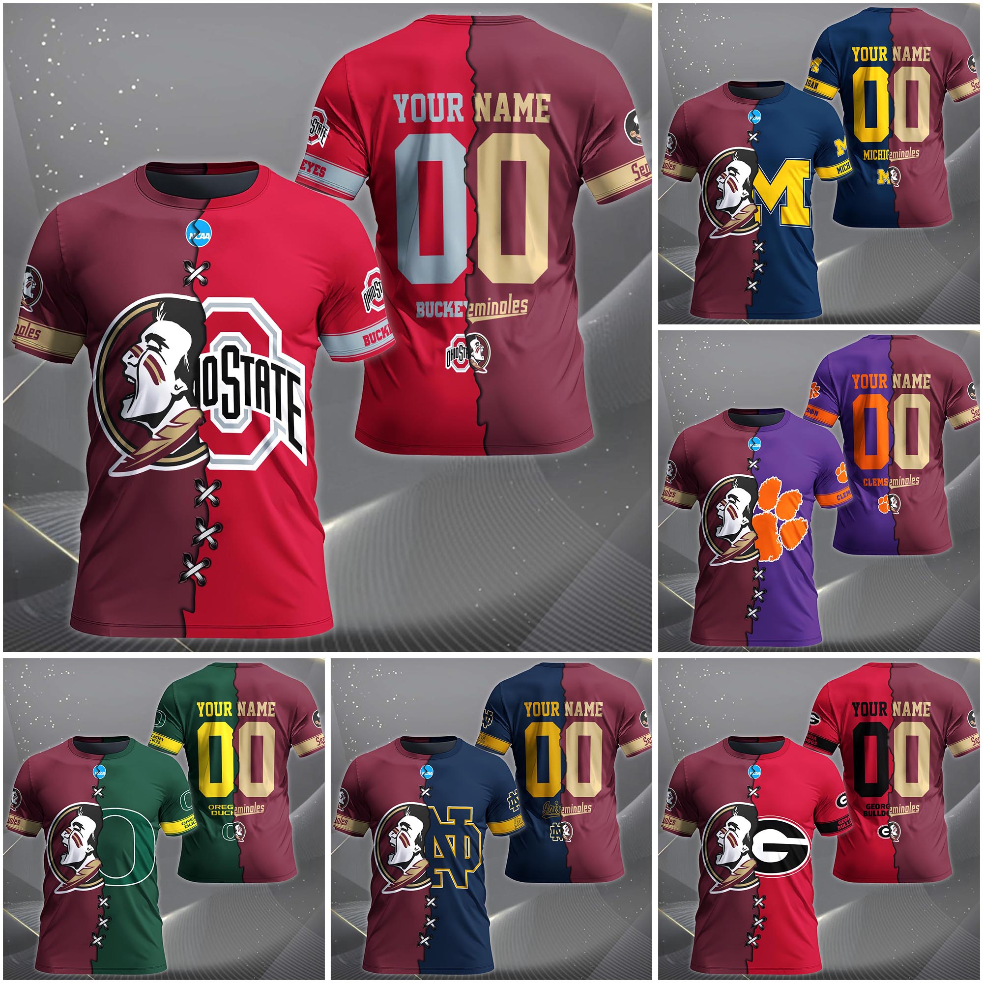 Florida State Seminoles House Divided T-shirt Custom Name 2025 Version, Year And Team, Sport Shirts For Fan EHIVM-05032132A