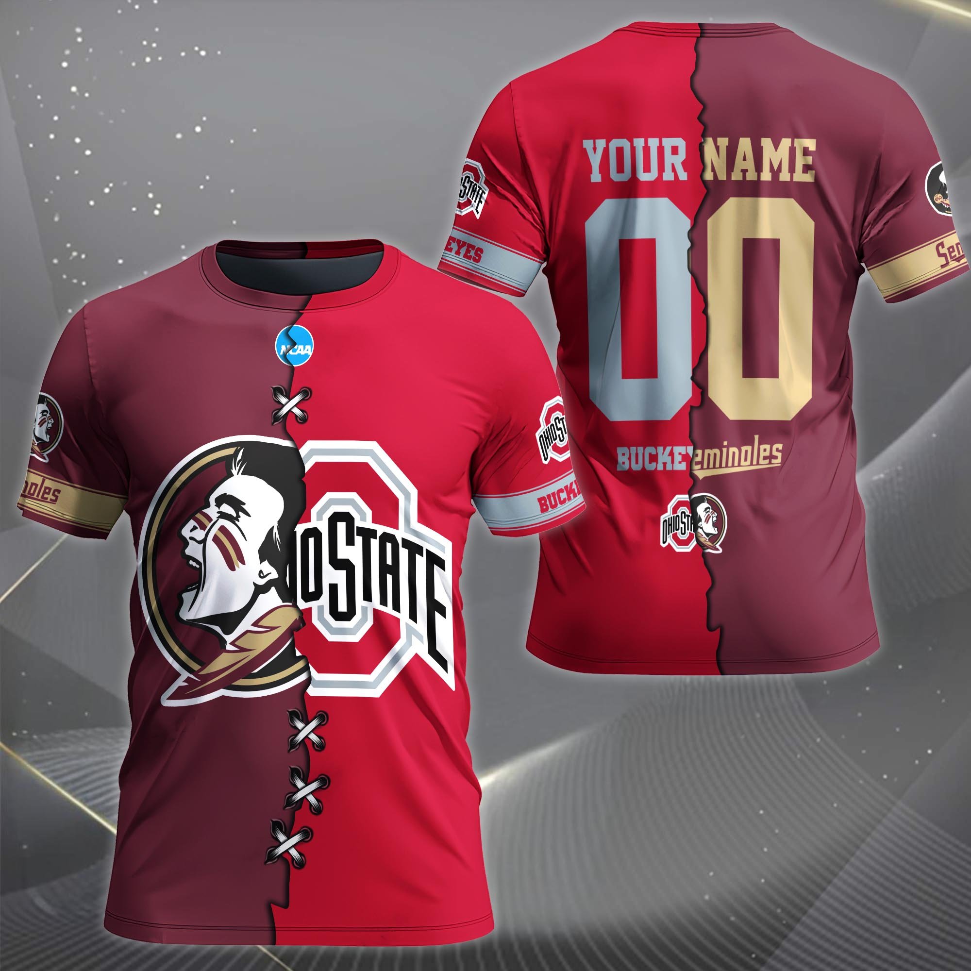 Alternative view of Florida State Seminoles House Divided T-shirt Custom Name 2025 Version, Year And Team, Sport Shirts For Fan EHIVM-05032132A