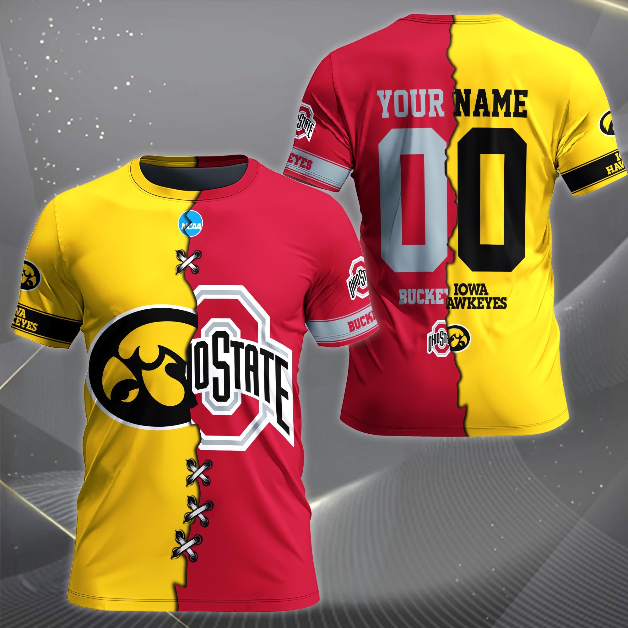 Alternative view of Iowa Hawkeyes House Divided T-shirt Custom Name 2025 Version, Year And Team, Sport Shirts For Fan EHIVM-05032132A