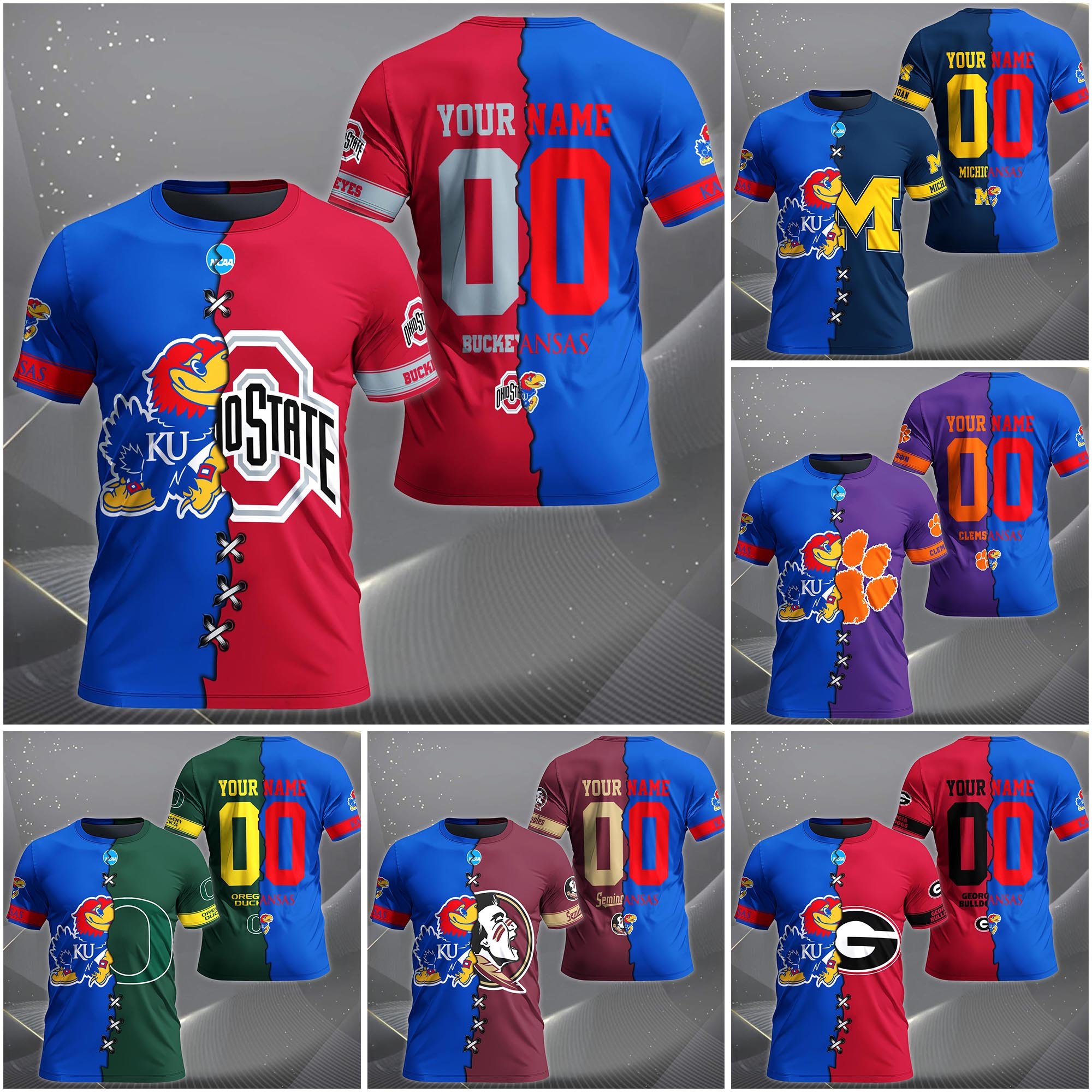 Kansas Jayhawks House Divided T-shirt Custom Name 2025 Version, Year And Team, Sport Shirts For Fan EHIVM-05032132A