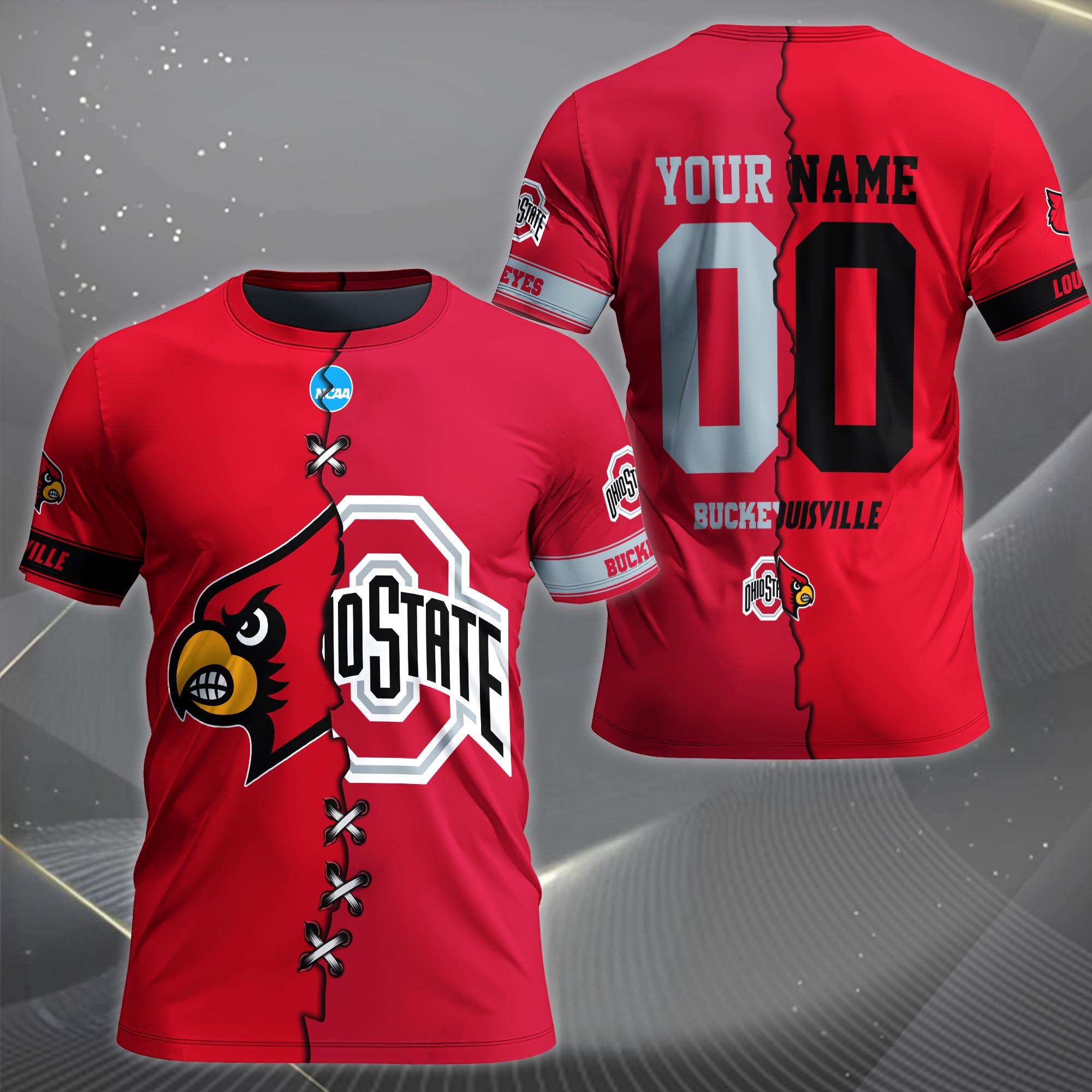 Alternative view of Louisville Cardinals House Divided T-shirt Custom Name 2025 Version, Year And Team, Sport Shirts For Fan EHIVM-05032132A