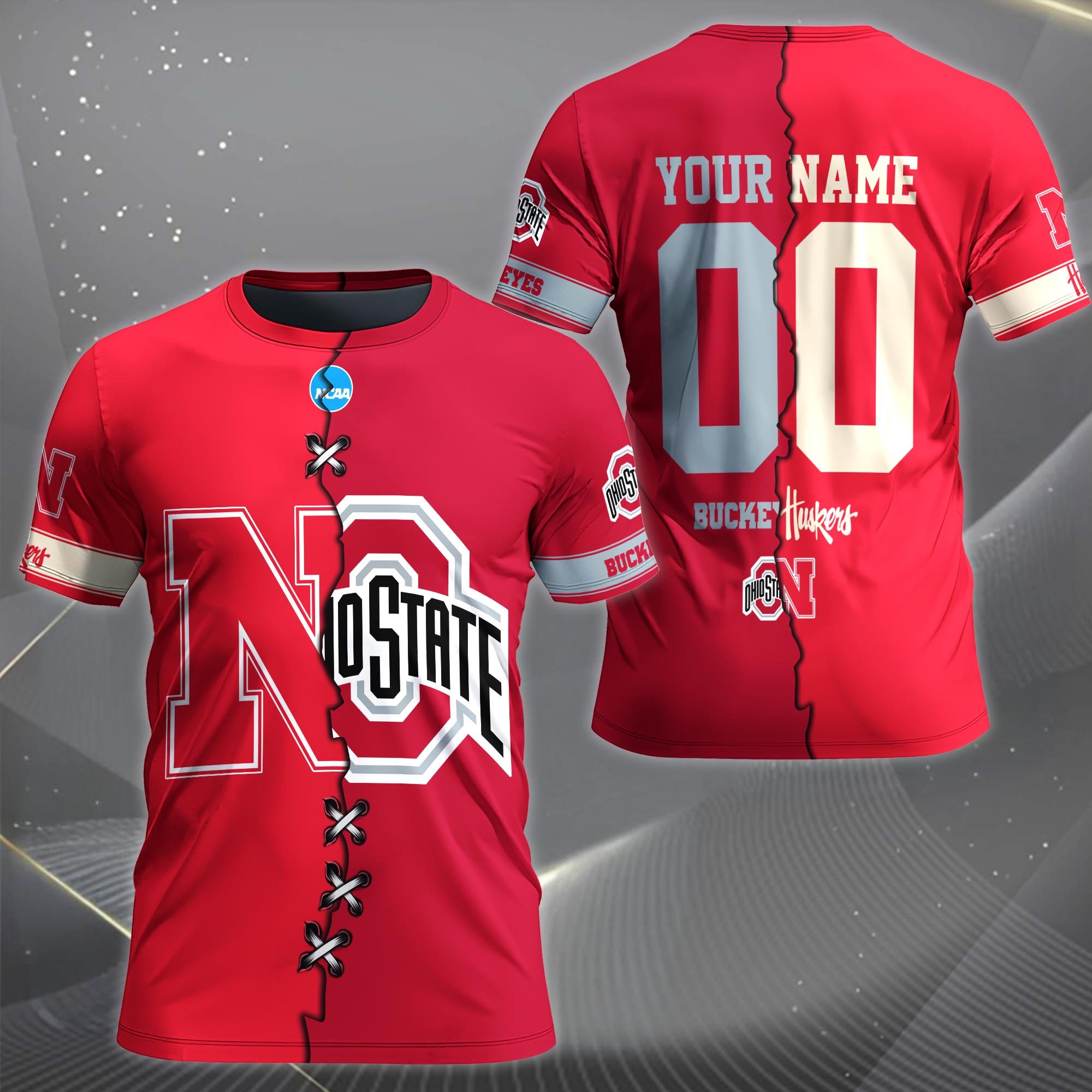 Alternative view of Nebraska Cornhuskers House Divided T-shirt Custom Name 2025 Version, Year And Team, Sport Shirts For Fan EHIVM-05032132A