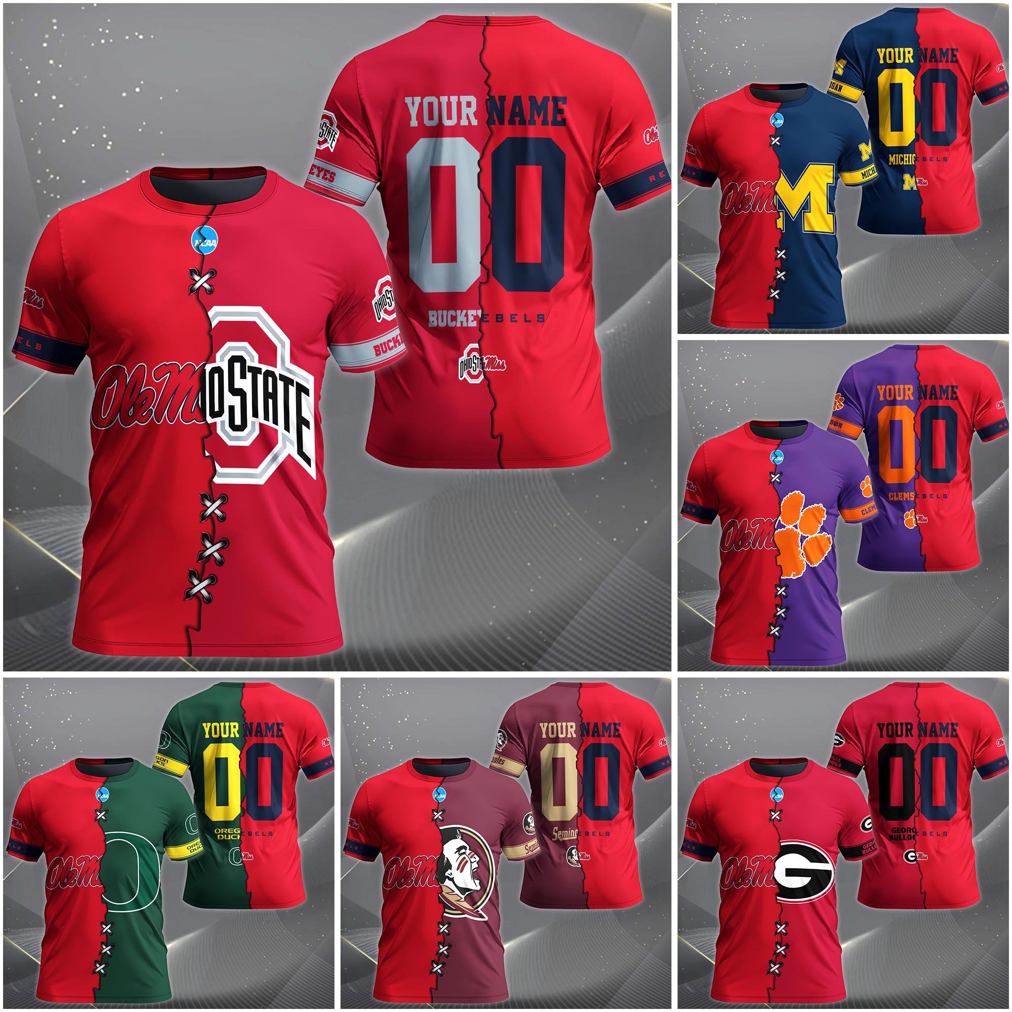 Ole Miss Rebels House Divided T-shirt Custom Name 2025 Version, Year And Team, Sport Shirts For Fan EHIVM-05032132A