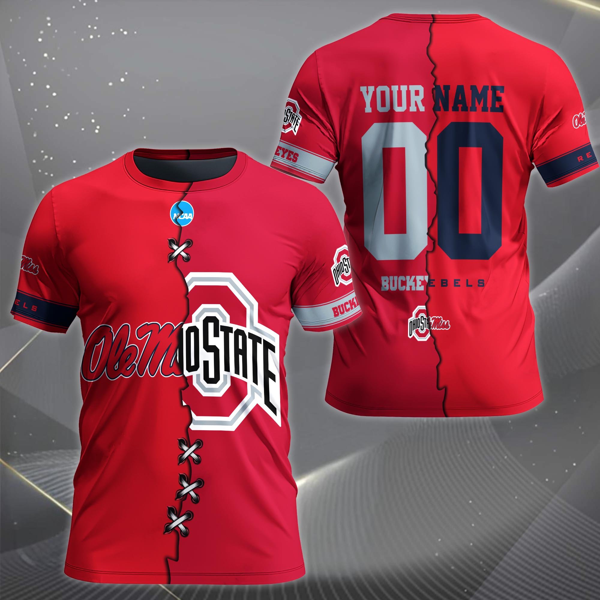 Alternative view of Ole Miss Rebels House Divided T-shirt Custom Name 2025 Version, Year And Team, Sport Shirts For Fan EHIVM-05032132A