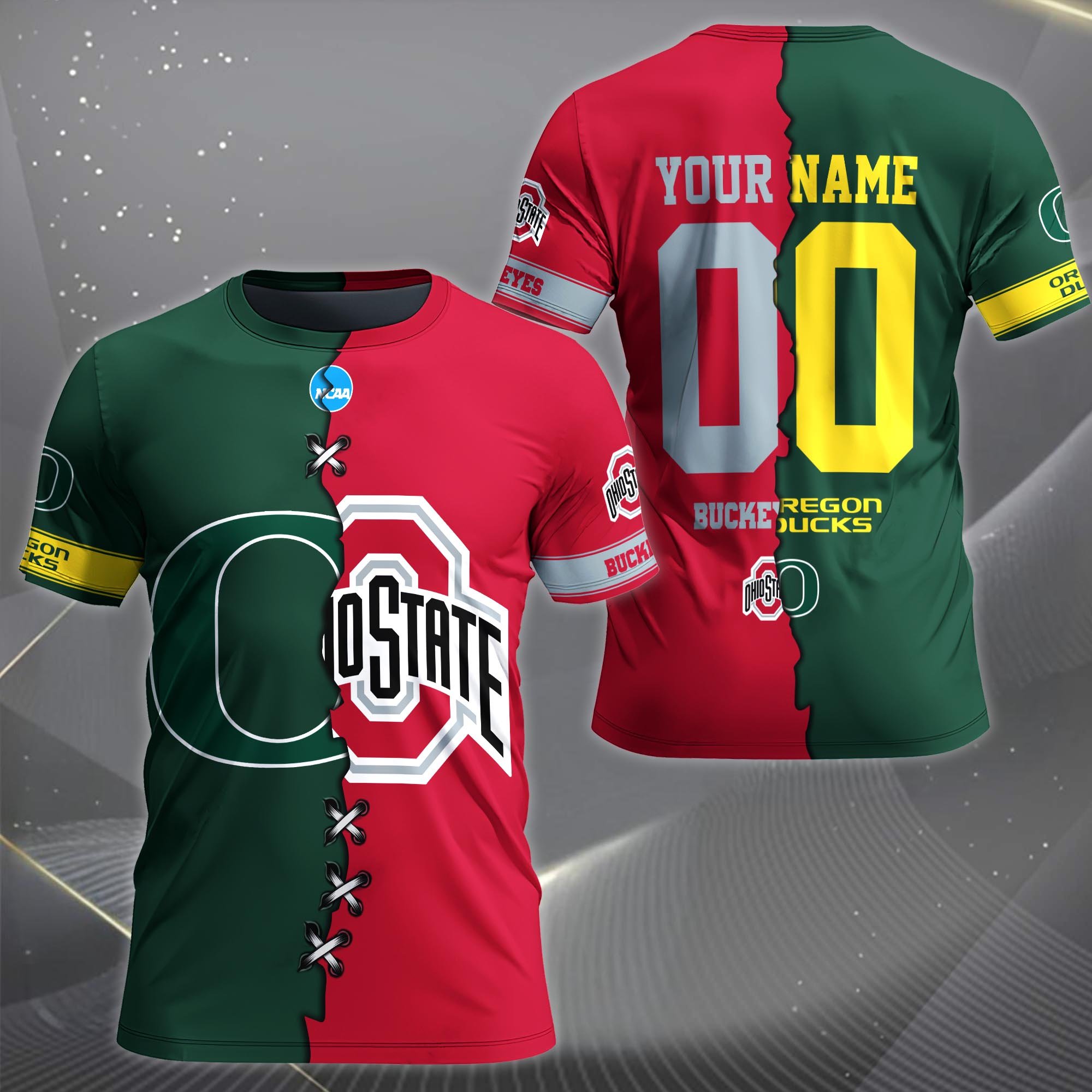 Alternative view of Oregon Ducks House Divided T-shirt Custom Name 2025 Version, Year And Team, Sport Shirts For Fan EHIVM-05032132A