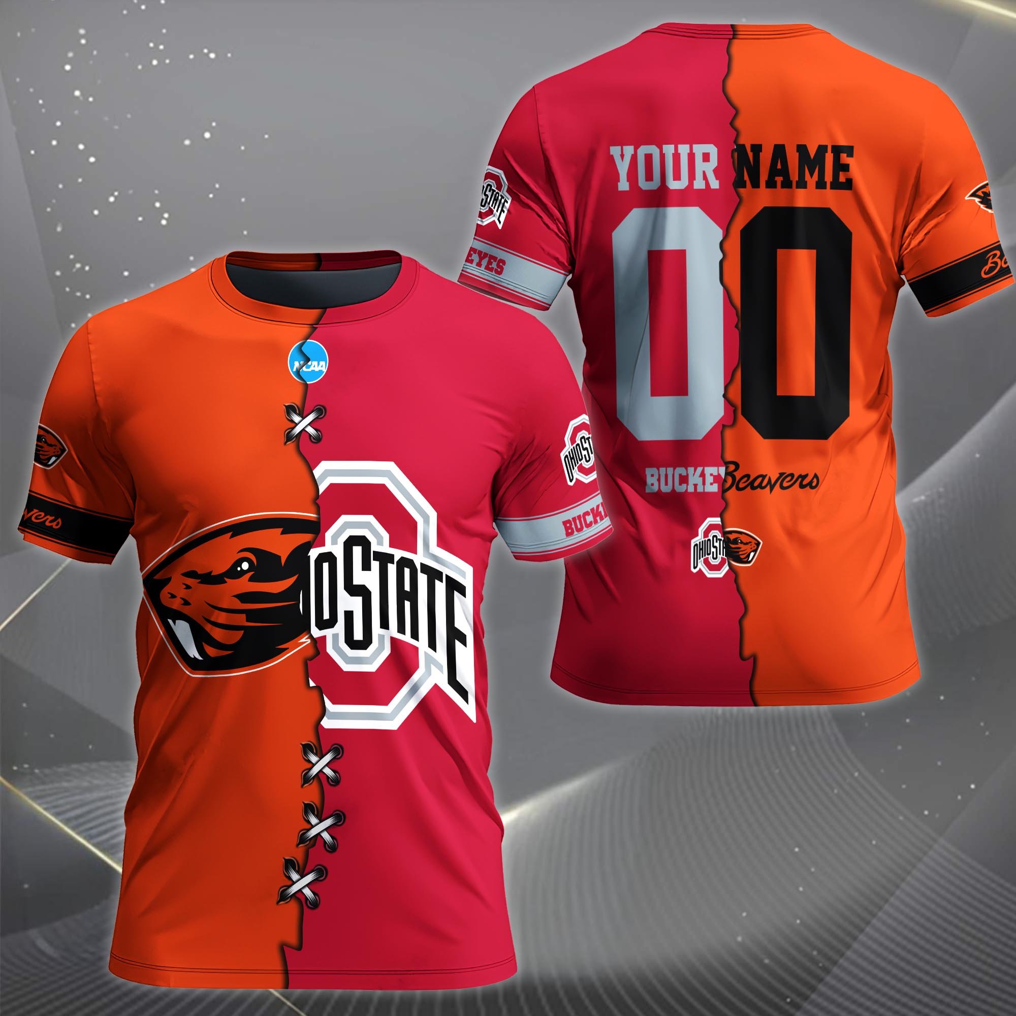Alternative view of Oregon State Beavers House Divided T-shirt Custom Name 2025 Version, Year And Team, Sport Shirts For Fan EHIVM-05032132A