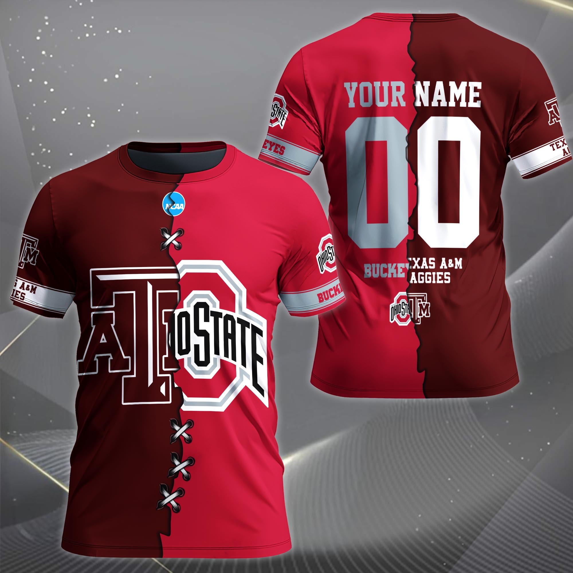 Alternative view of Texas A&M Aggies House Divided T-shirt Custom Name 2025 Version, Year And Team, Sport Shirts For Fan EHIVM-05032132A