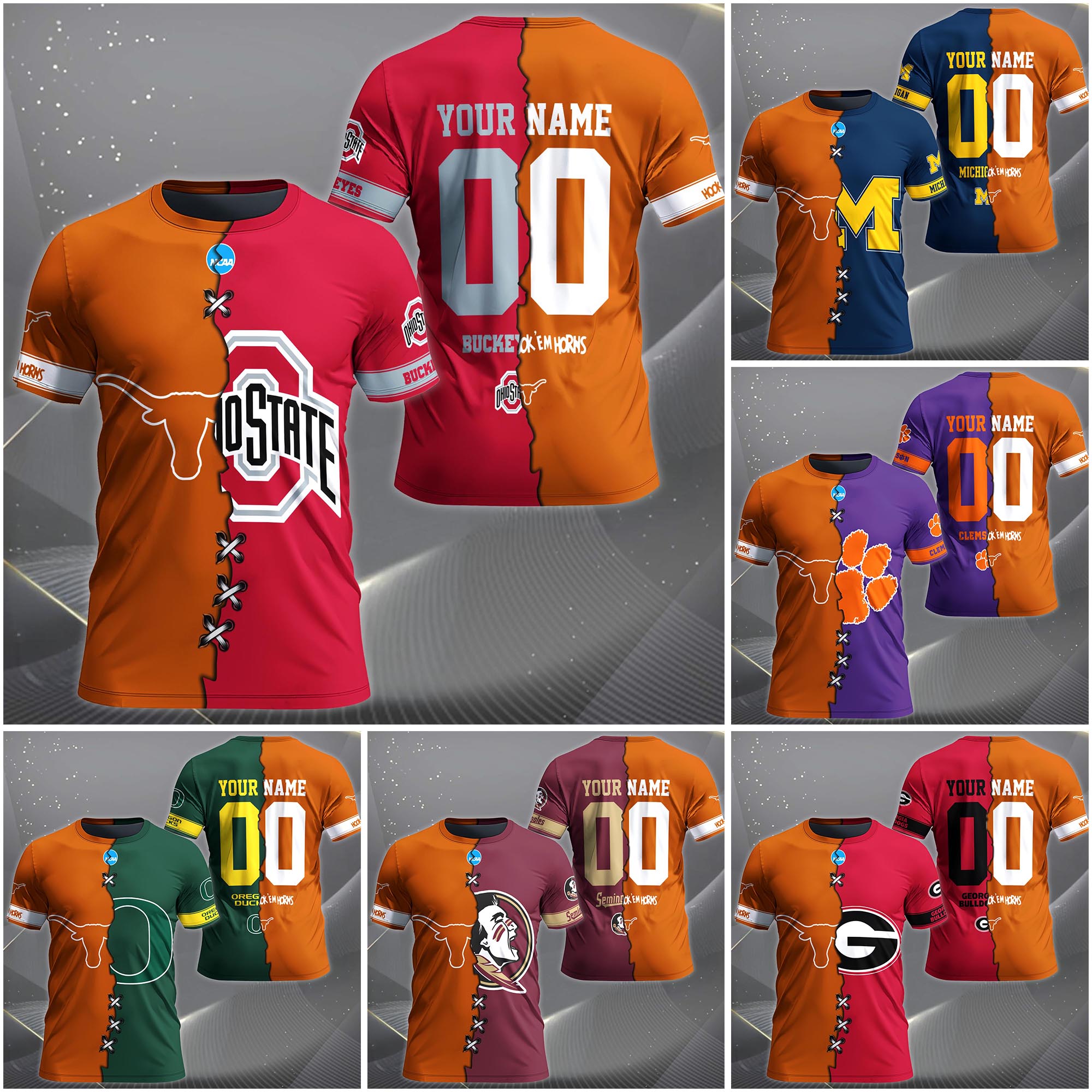 Texas Longhorns House Divided T-shirt Custom Name 2025 Version, Year And Team, Sport Shirts For Fan EHIVM-05032132A