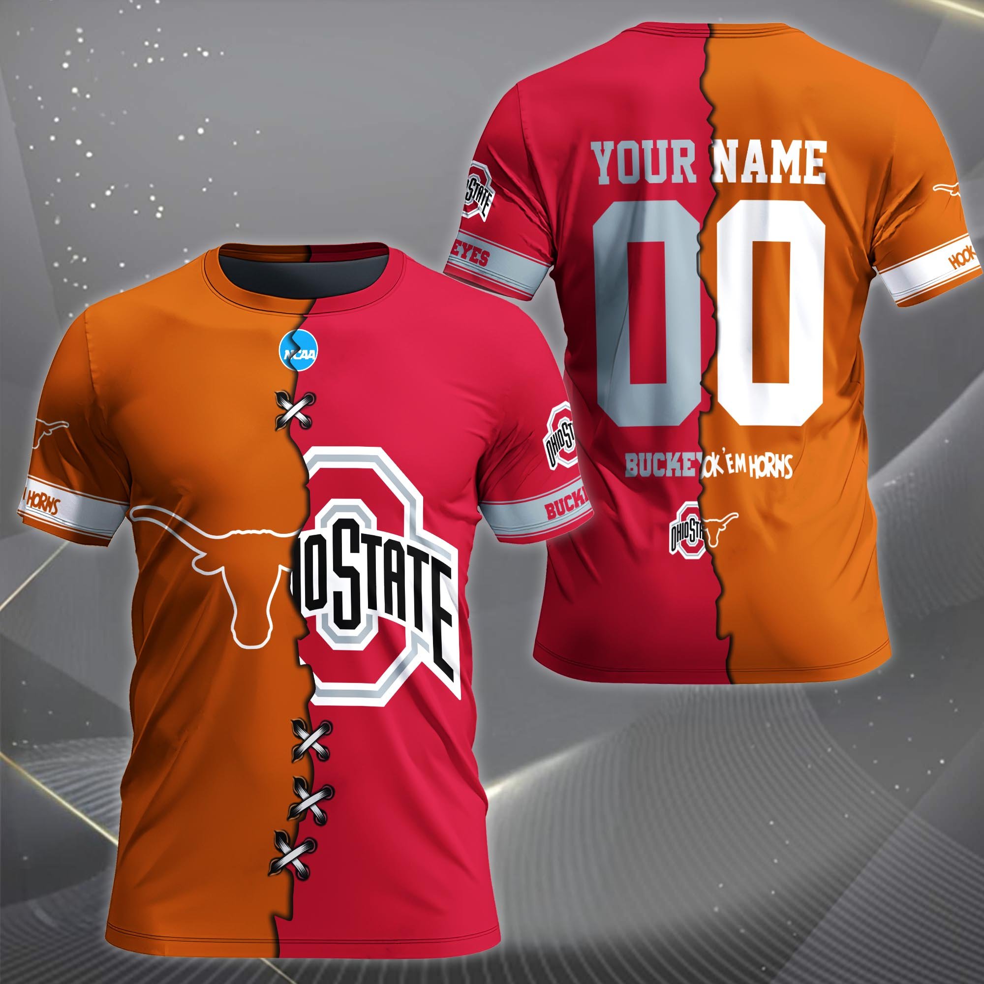 Alternative view of Texas Longhorns House Divided T-shirt Custom Name 2025 Version, Year And Team, Sport Shirts For Fan EHIVM-05032132A