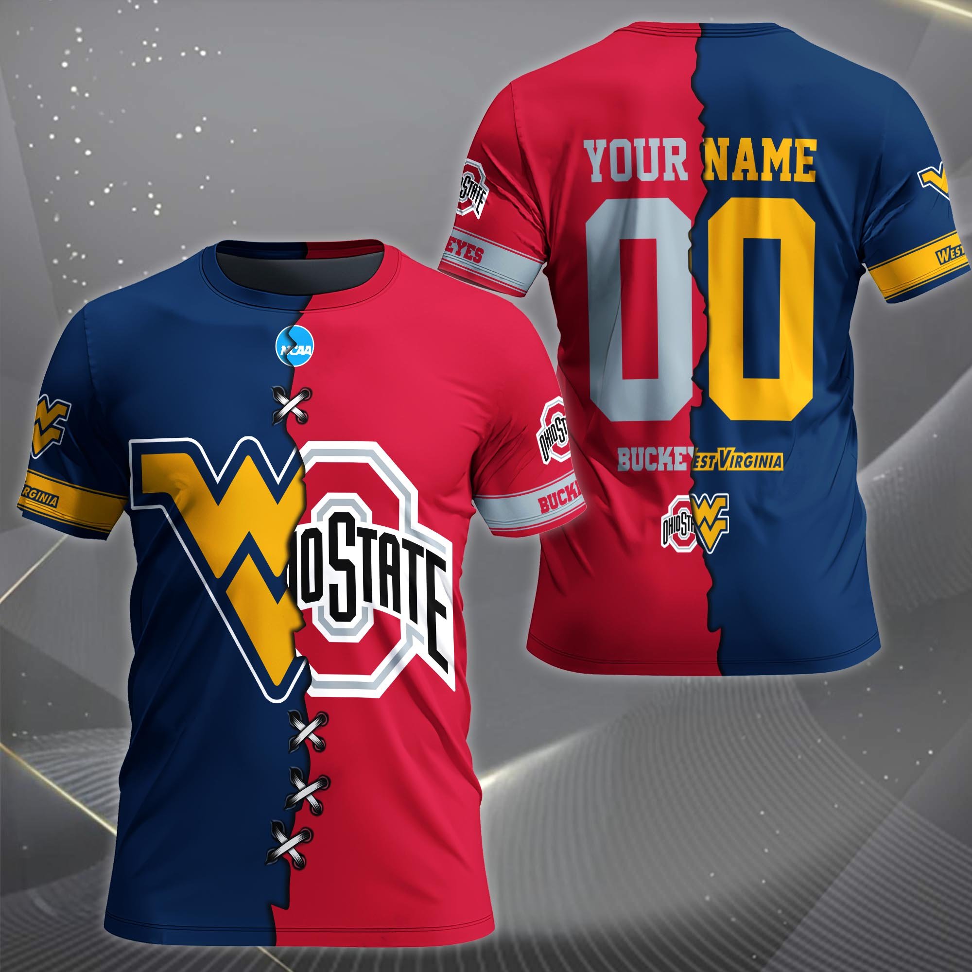 Alternative view of West Virginia Mountaineers House Divided T-shirt Custom Name 2025 Version, Year And Team, Sport Shirts For Fan EHIVM-05032132A