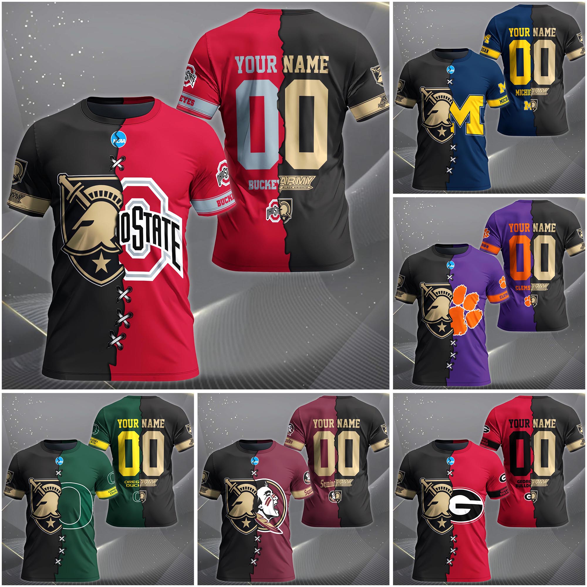 Army Black Knights House Divided T-shirt Custom Name 2025 Version, Year And Team, Sport Shirts For Fan EHIVM-05032132A