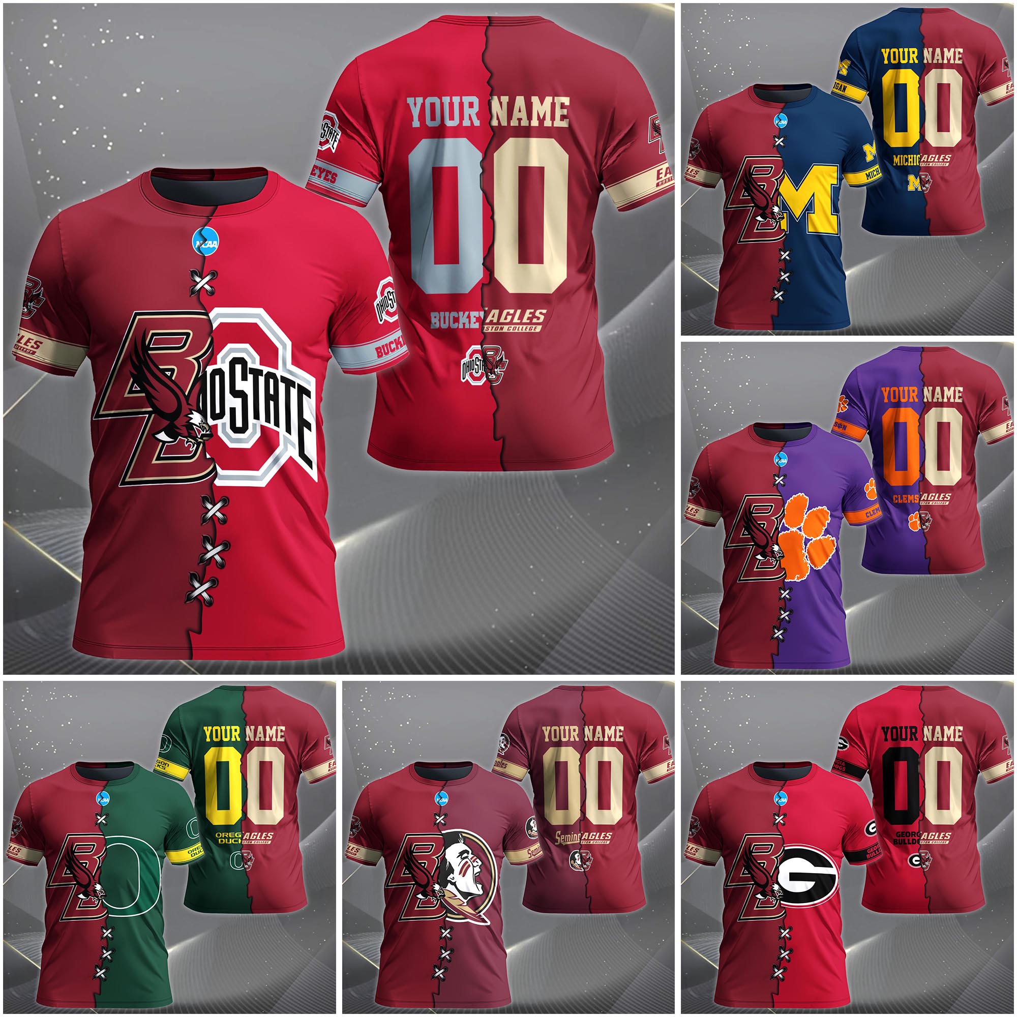 Boston College Eagles House Divided T-shirt Custom Name 2025 Version, Year And Team, Sport Shirts For Fan EHIVM-05032132A