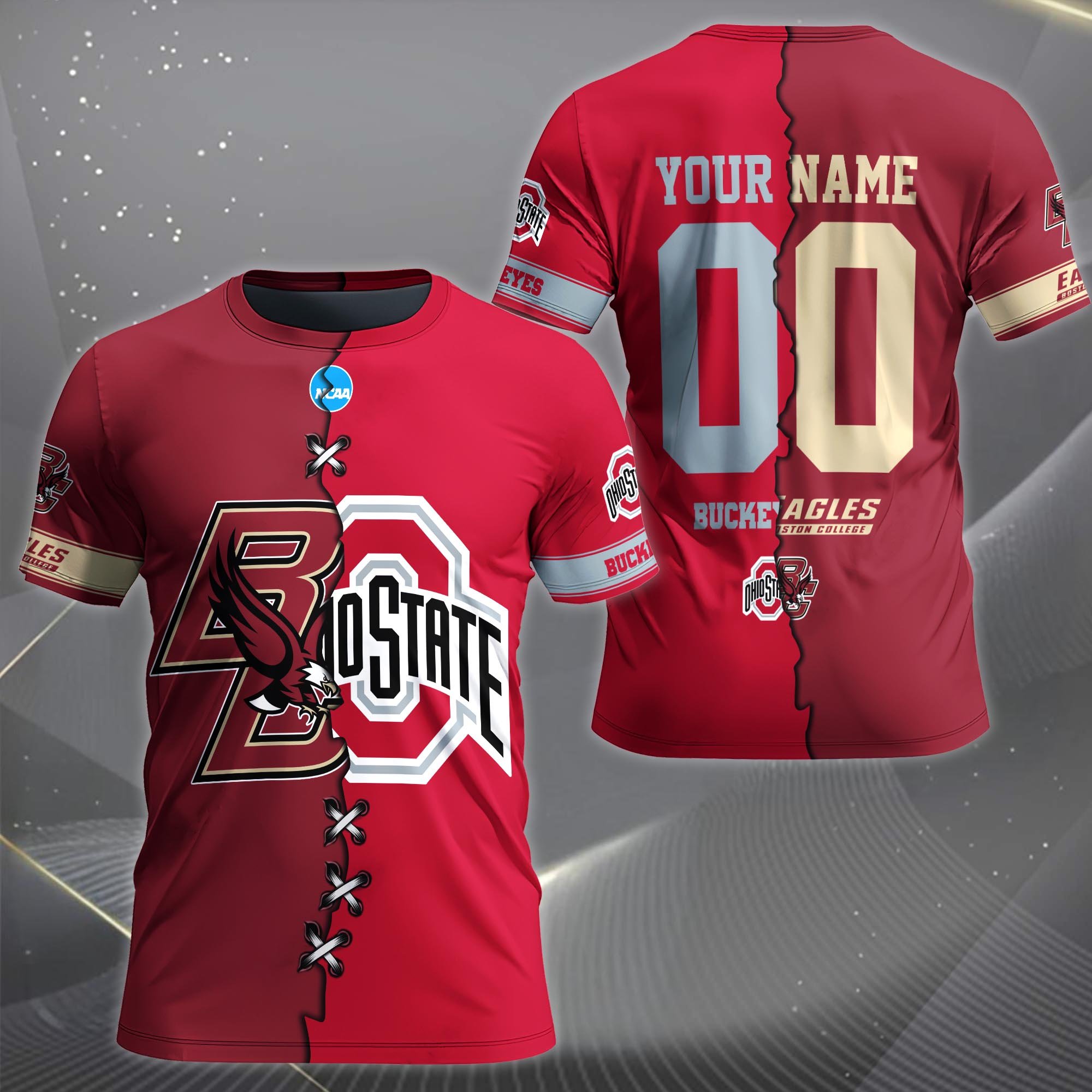 Alternative view of Boston College Eagles House Divided T-shirt Custom Name 2025 Version, Year And Team, Sport Shirts For Fan EHIVM-05032132A