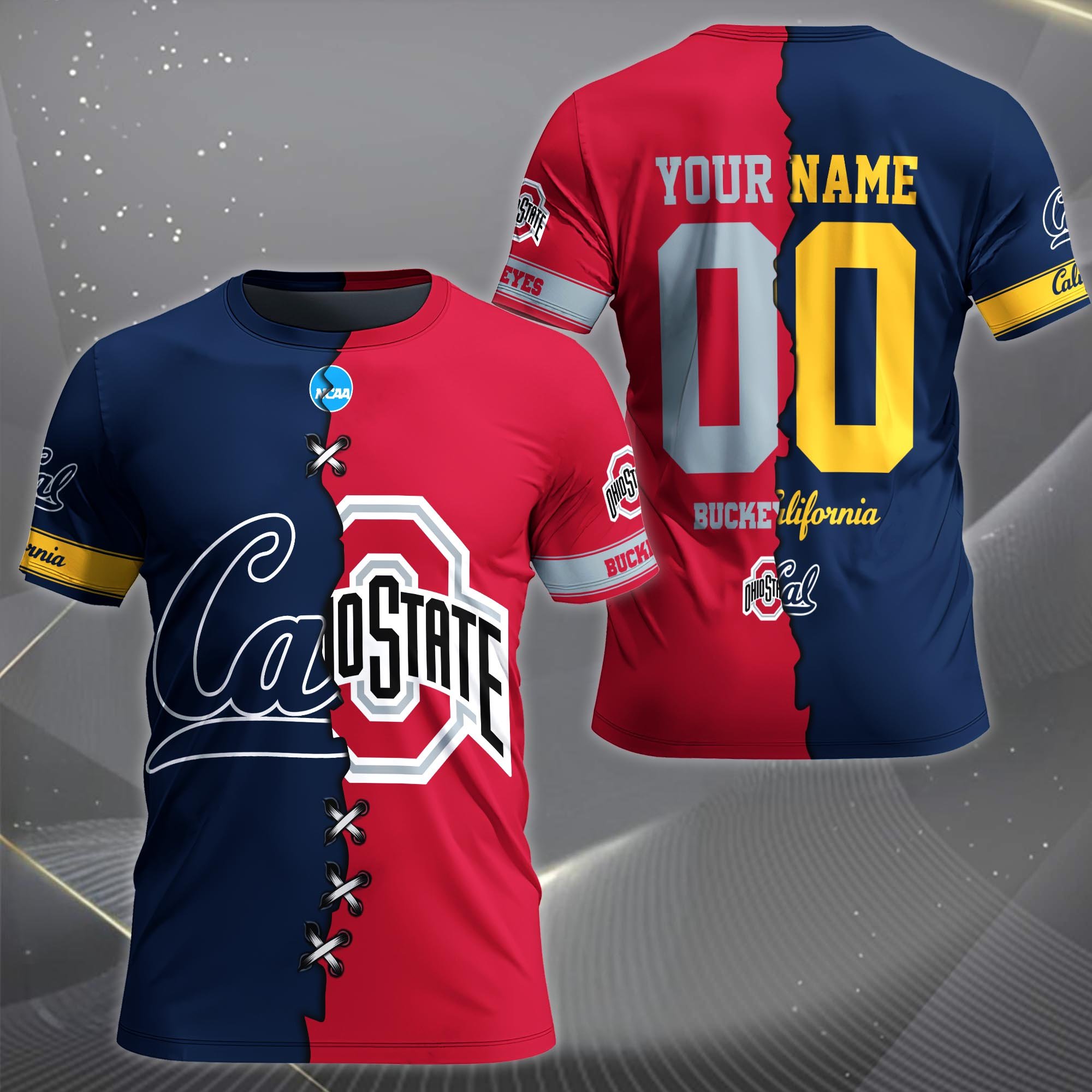 Alternative view of California Golden Bears House Divided T-shirt Custom Name 2025 Version, Year And Team, Sport Shirts For Fan EHIVM-05032132A