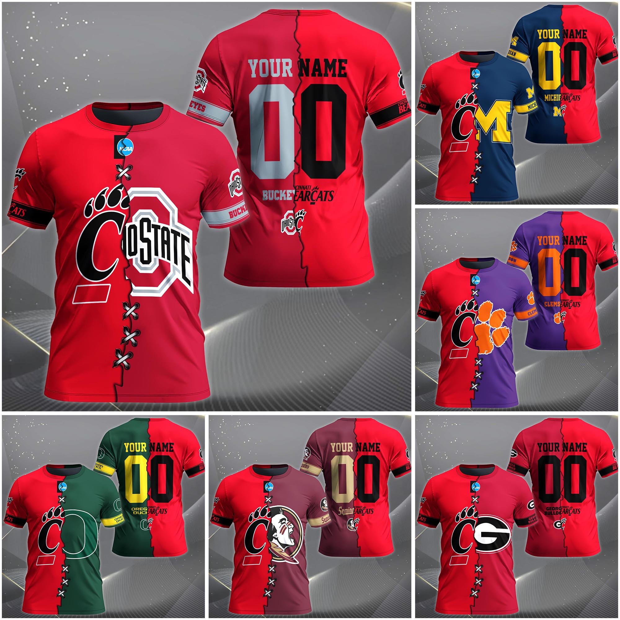 Cincinnati Bearcats House Divided T-shirt Custom Name 2025 Version, Year And Team, Sport Shirts For Fan EHIVM-05032132A