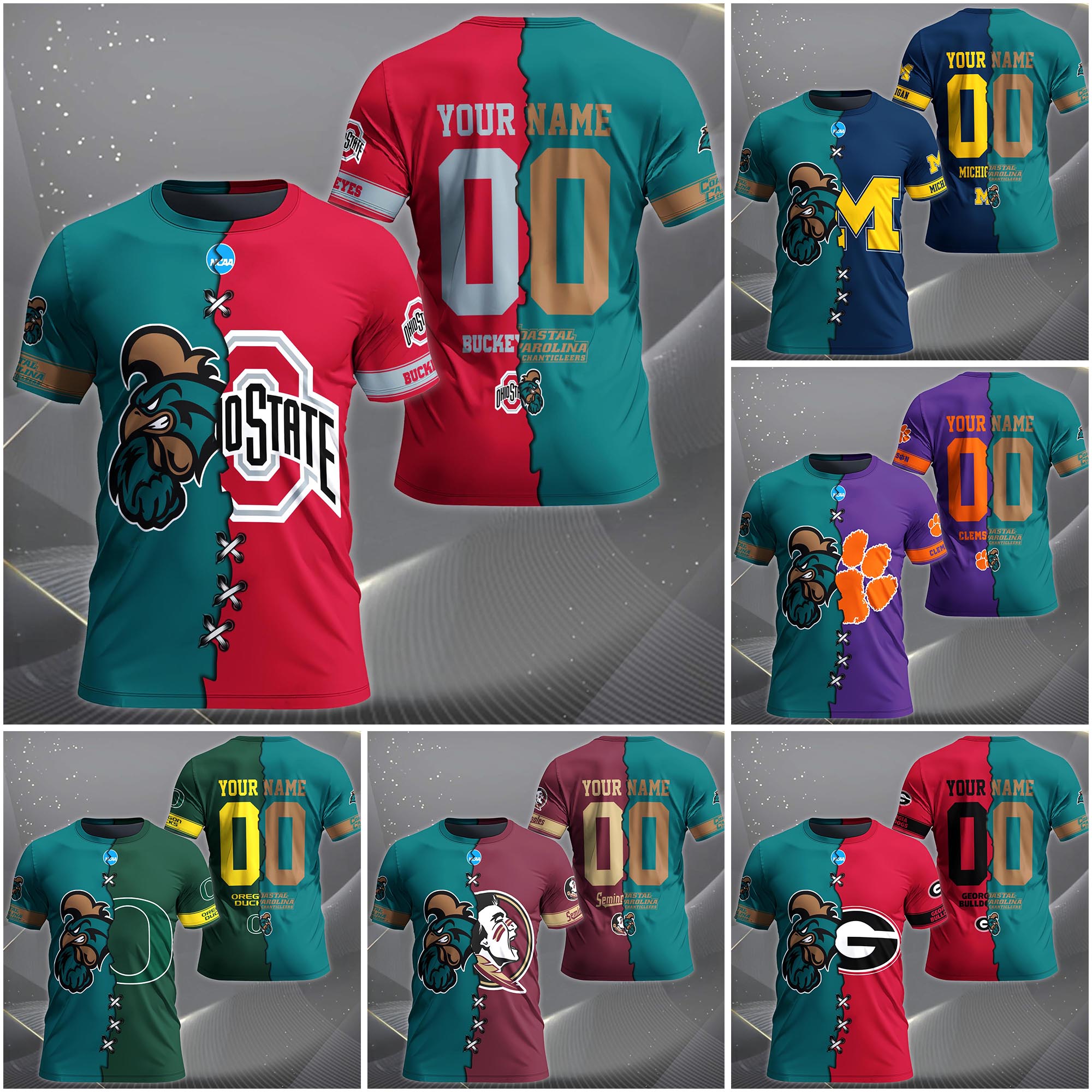 Coastal Carolina Chanticleers House Divided T-shirt Custom Name 2025 Version, Year And Team, Sport Shirts For Fan EHIVM-05032132A
