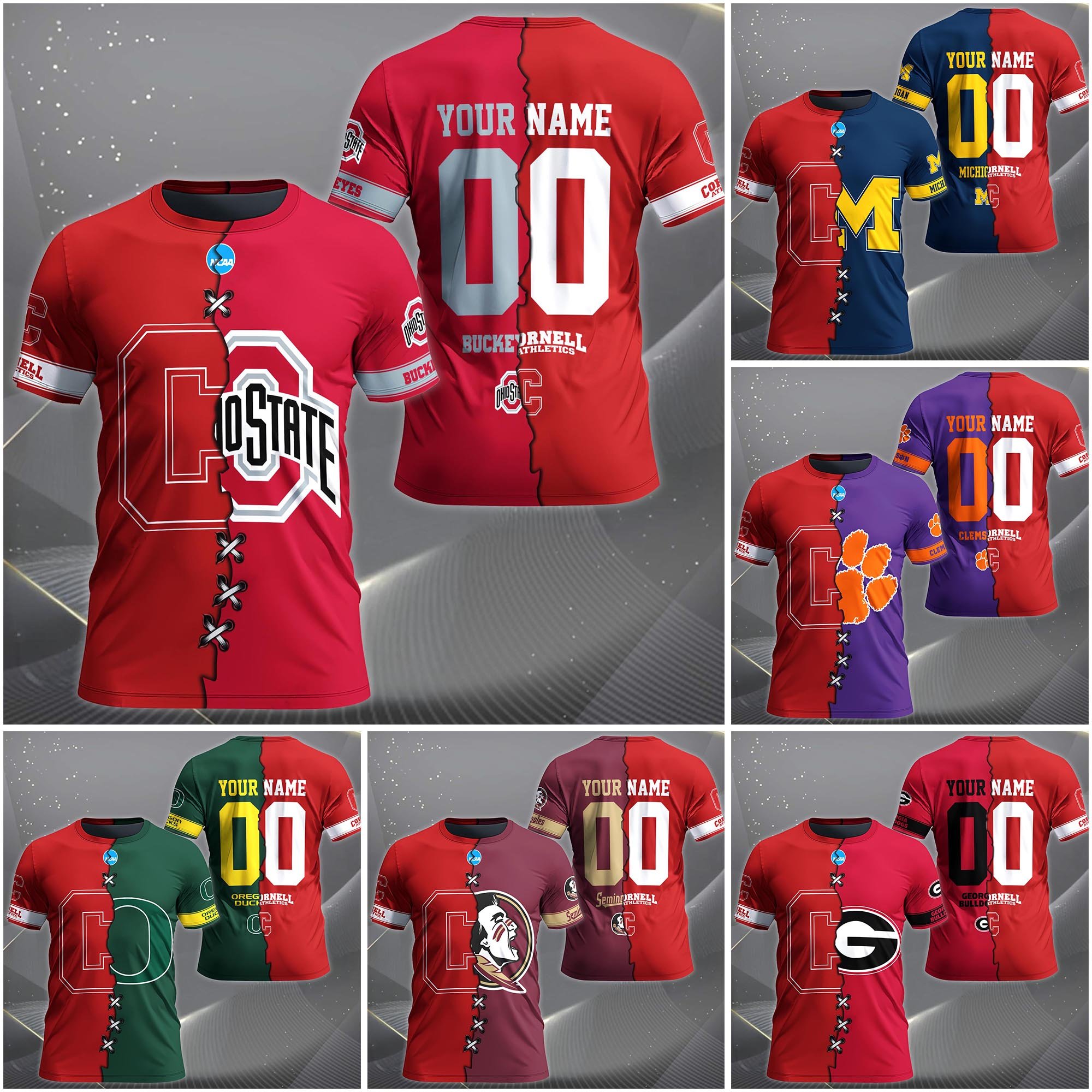 Cornell Big Red House Divided T-shirt Custom Name 2025 Version, Year And Team, Sport Shirts For Fan EHIVM-05032132A