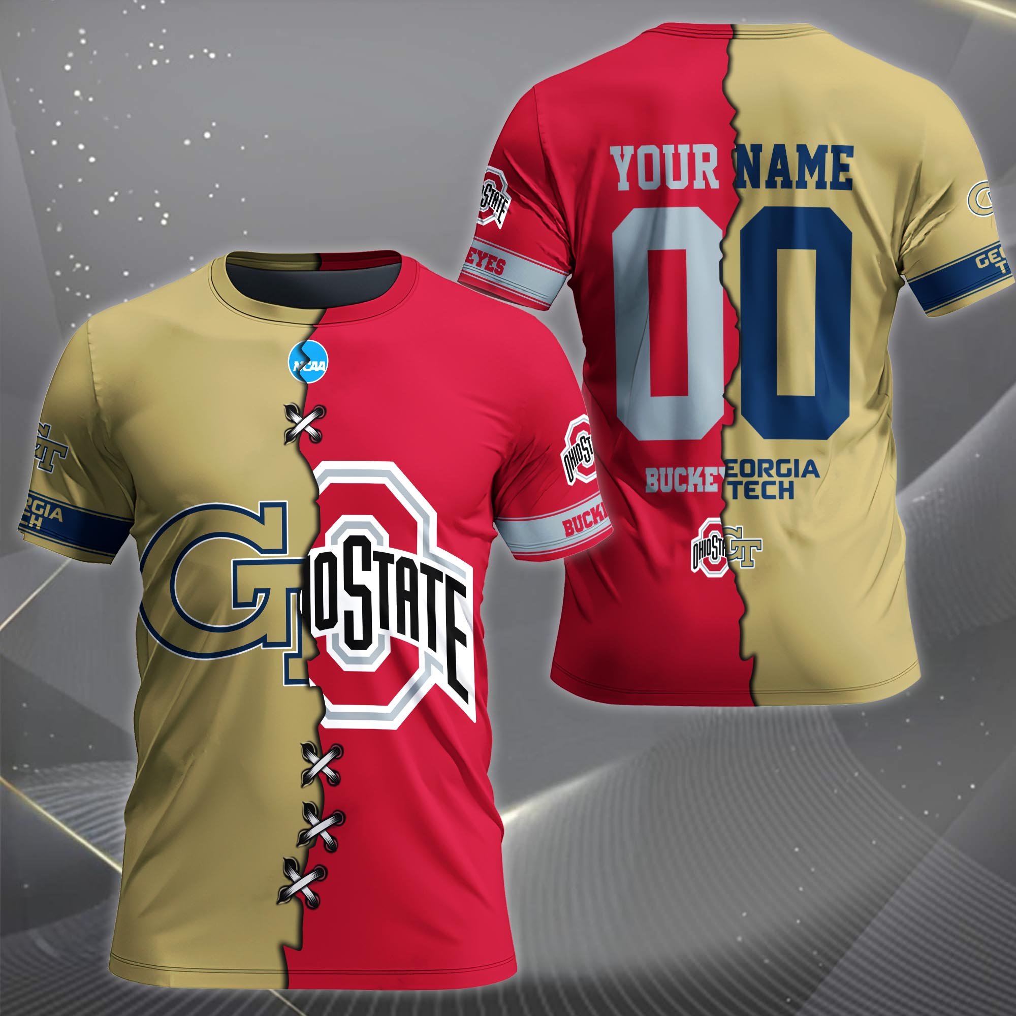 Alternative view of Georgia Tech Yellow Jackets House Divided T-shirt Custom Name 2025 Version, Year And Team, Sport Shirts For Fan EHIVM-05032132A