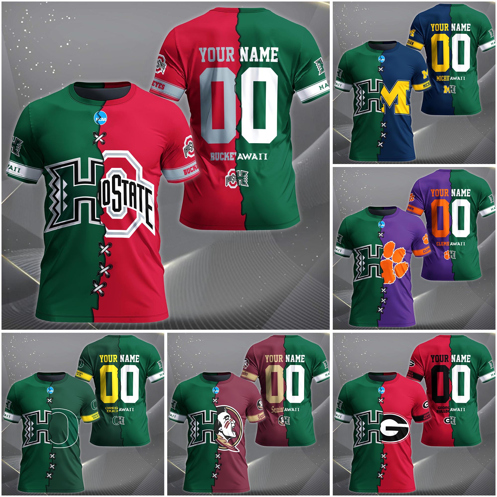 Hawaii Rainbow Warriors House Divided T-shirt Custom Name 2025 Version, Year And Team, Sport Shirts For Fan EHIVM-05032132A