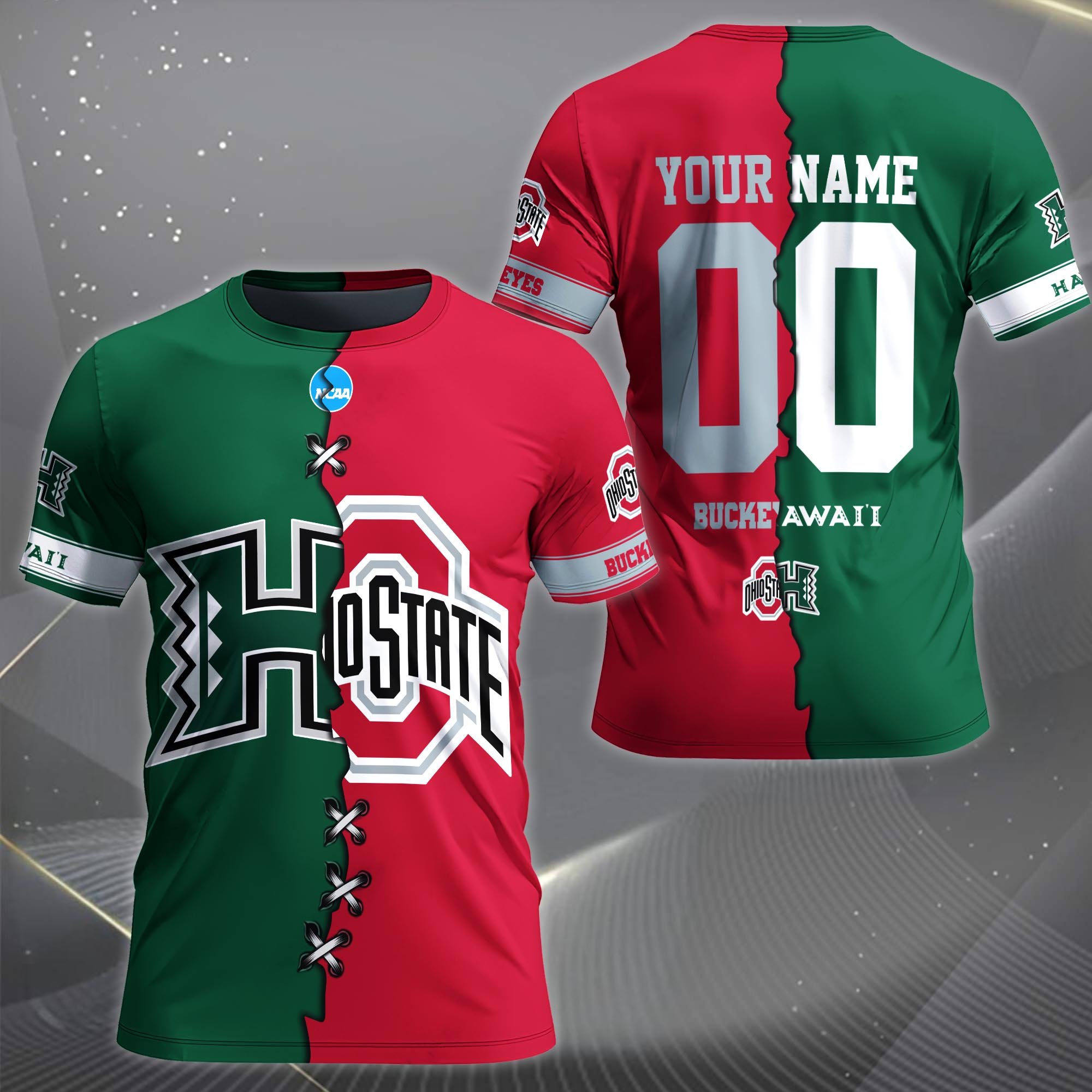Alternative view of Hawaii Rainbow Warriors House Divided T-shirt Custom Name 2025 Version, Year And Team, Sport Shirts For Fan EHIVM-05032132A