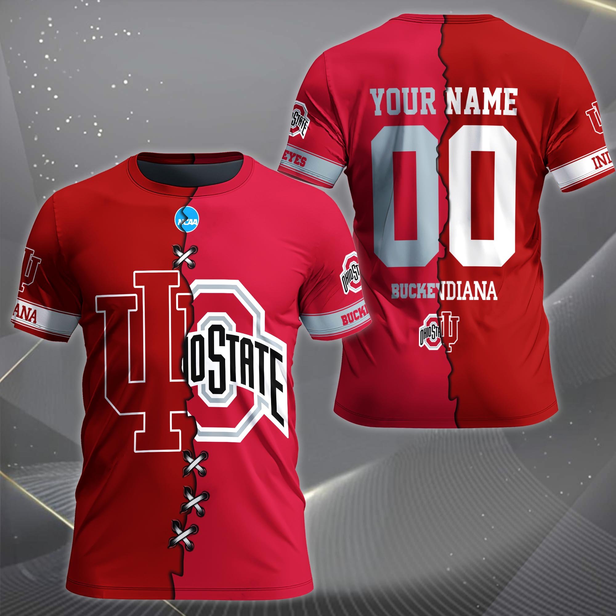 Alternative view of Indiana Hoosiers House Divided T-shirt Custom Name 2025 Version, Year And Team, Sport Shirts For Fan EHIVM-05032132A