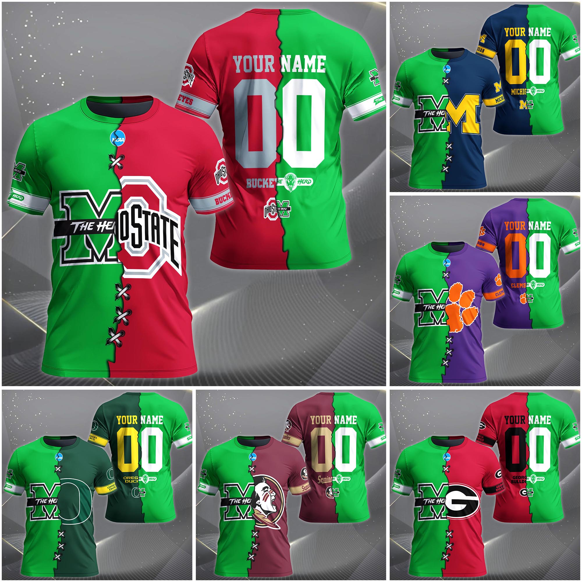 Marshall Thundering Herd House Divided T-shirt Custom Name 2025 Version, Year And Team, Sport Shirts For Fan EHIVM-05032132A