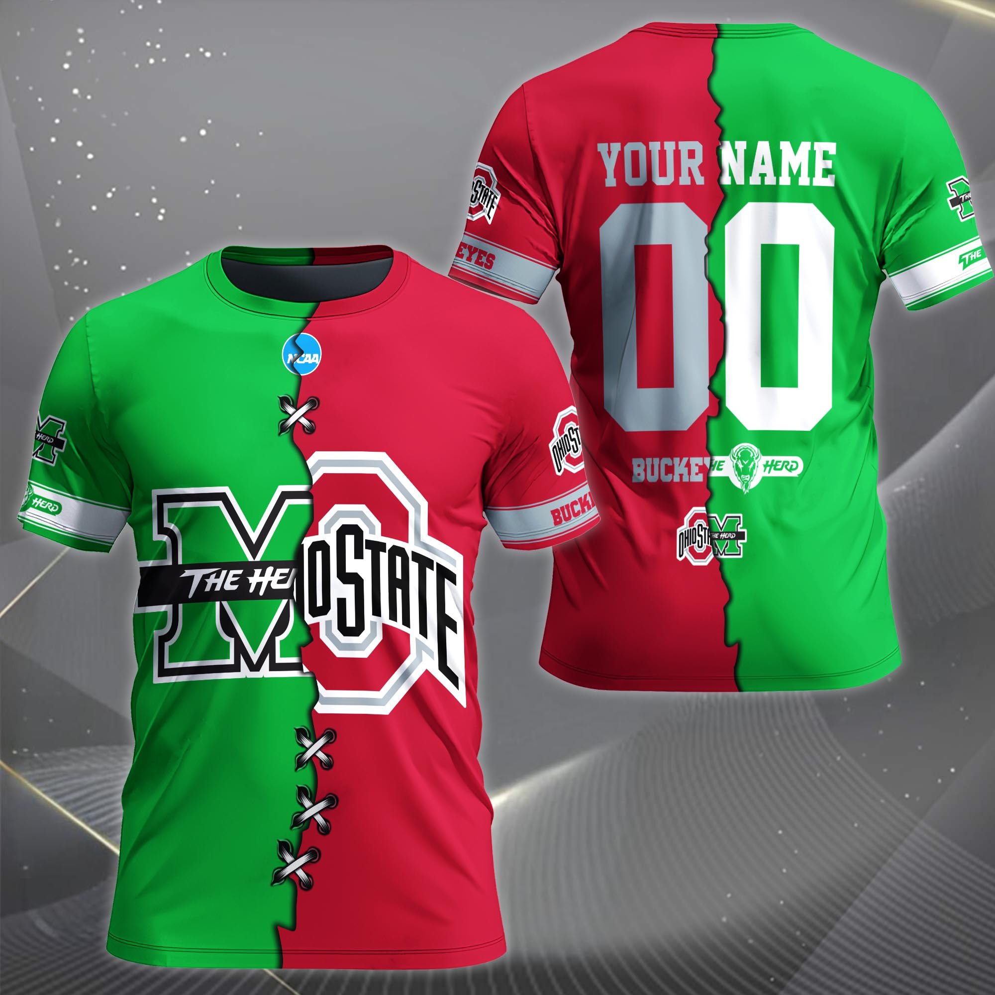 Alternative view of Marshall Thundering Herd House Divided T-shirt Custom Name 2025 Version, Year And Team, Sport Shirts For Fan EHIVM-05032132A