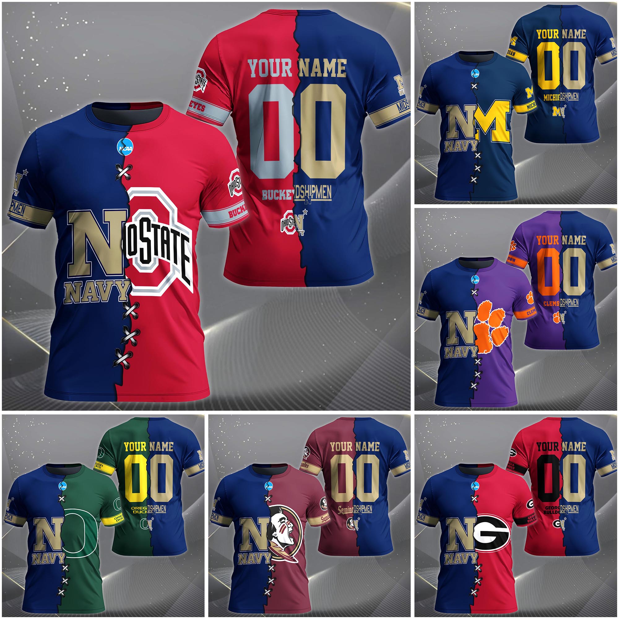 Navy Midshipmen House Divided T-shirt Custom Name 2025 Version, Year And Team, Sport Shirts For Fan EHIVM-05032132A